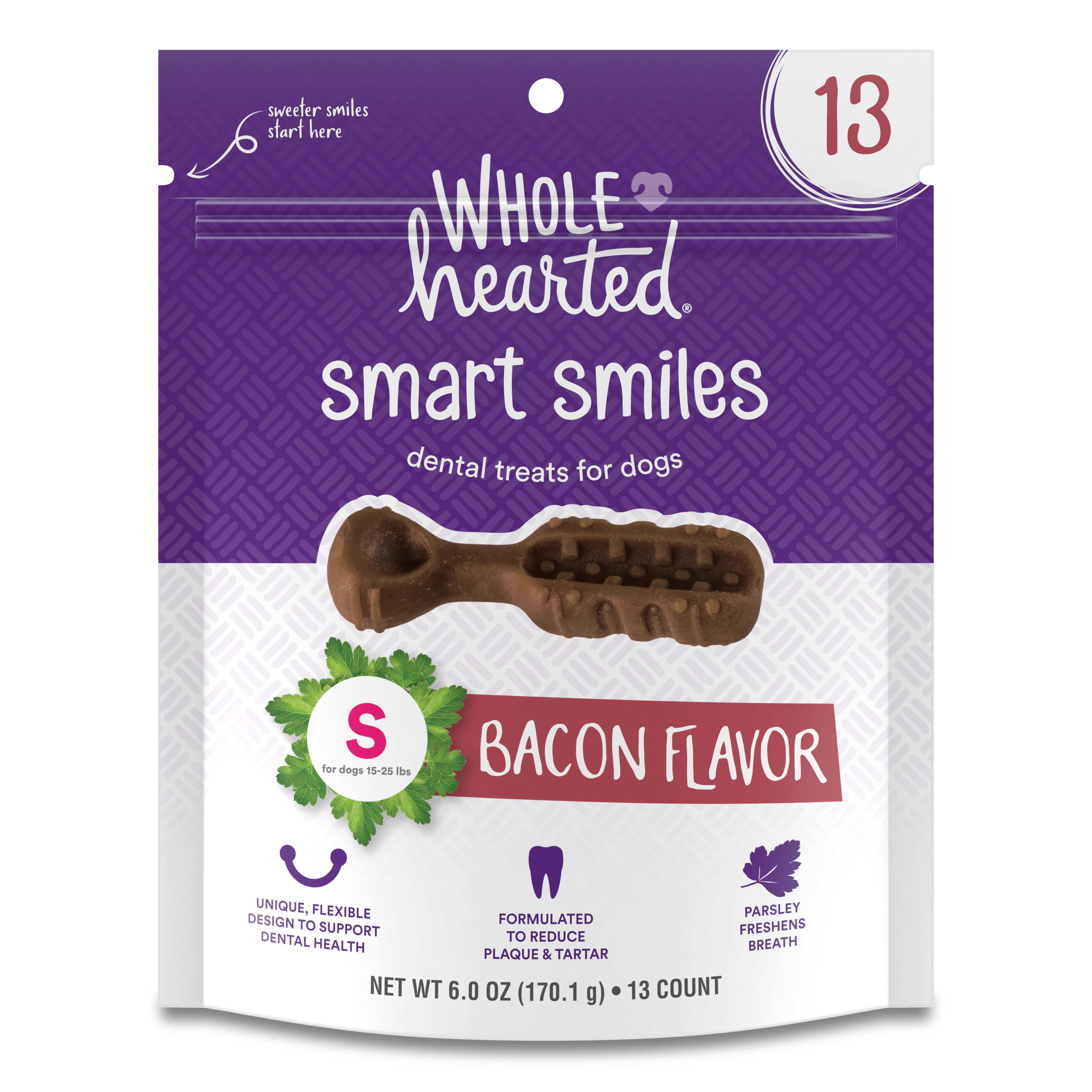 WholeHearted Smart Smiles Bacon Flavor Small Dog Dental Treats, 6 oz