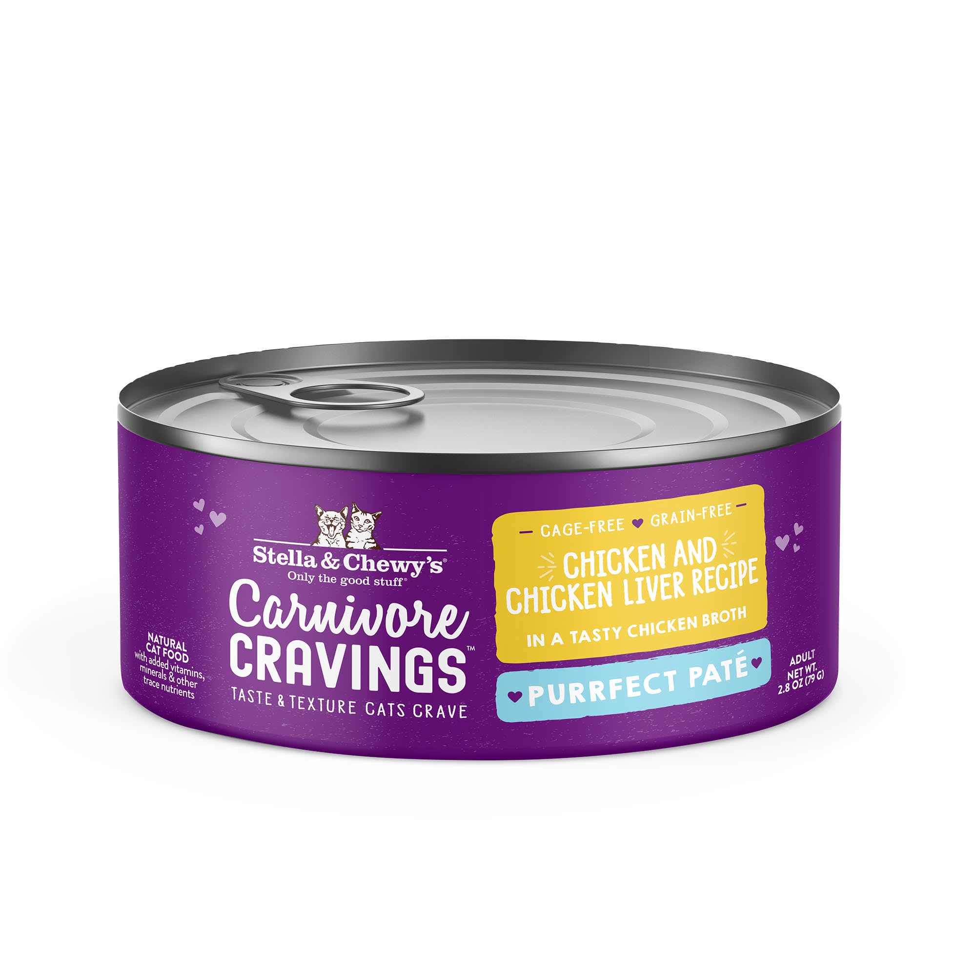 Stella Chewy s Carnivore Cravings Purrfect Pate Chicken Chicken Liver Recipe Wet Cat Food 2.8 oz