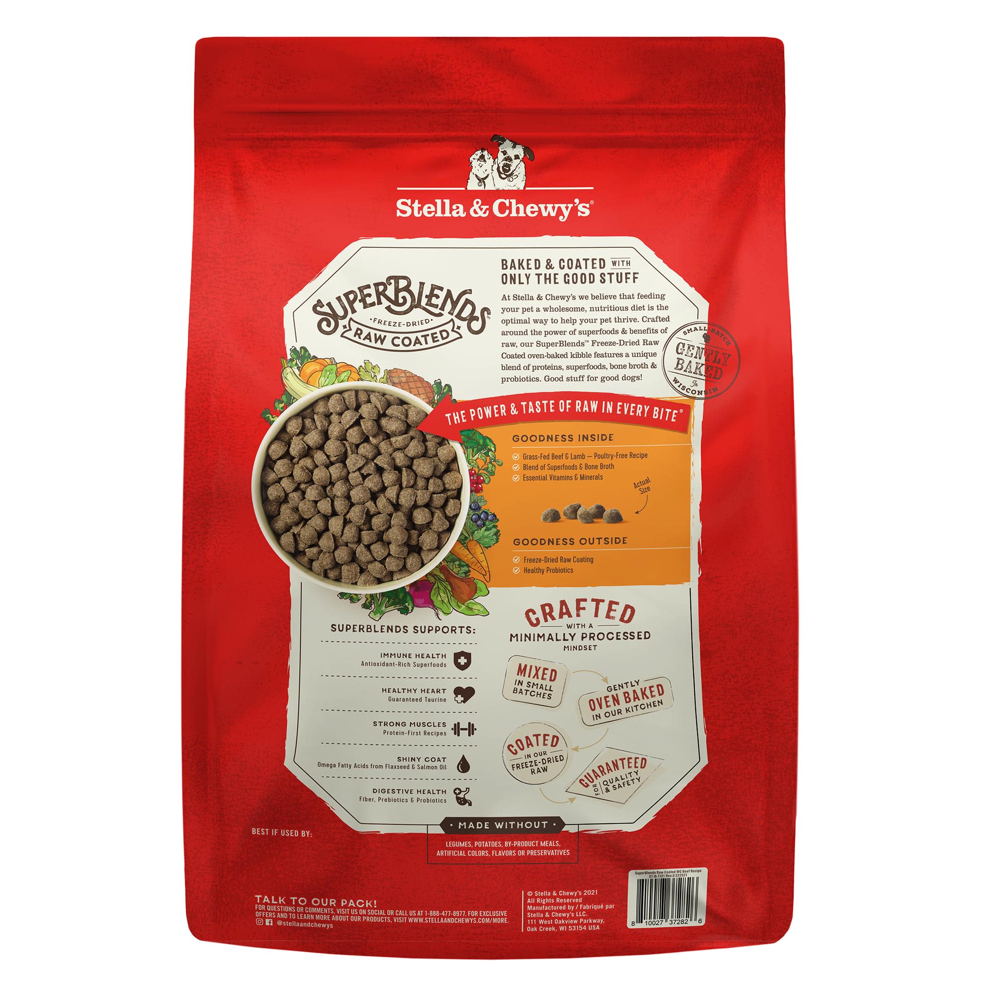 Stella Chewy s SuperBlends Raw Coated Wholesome Grains Grass Fed