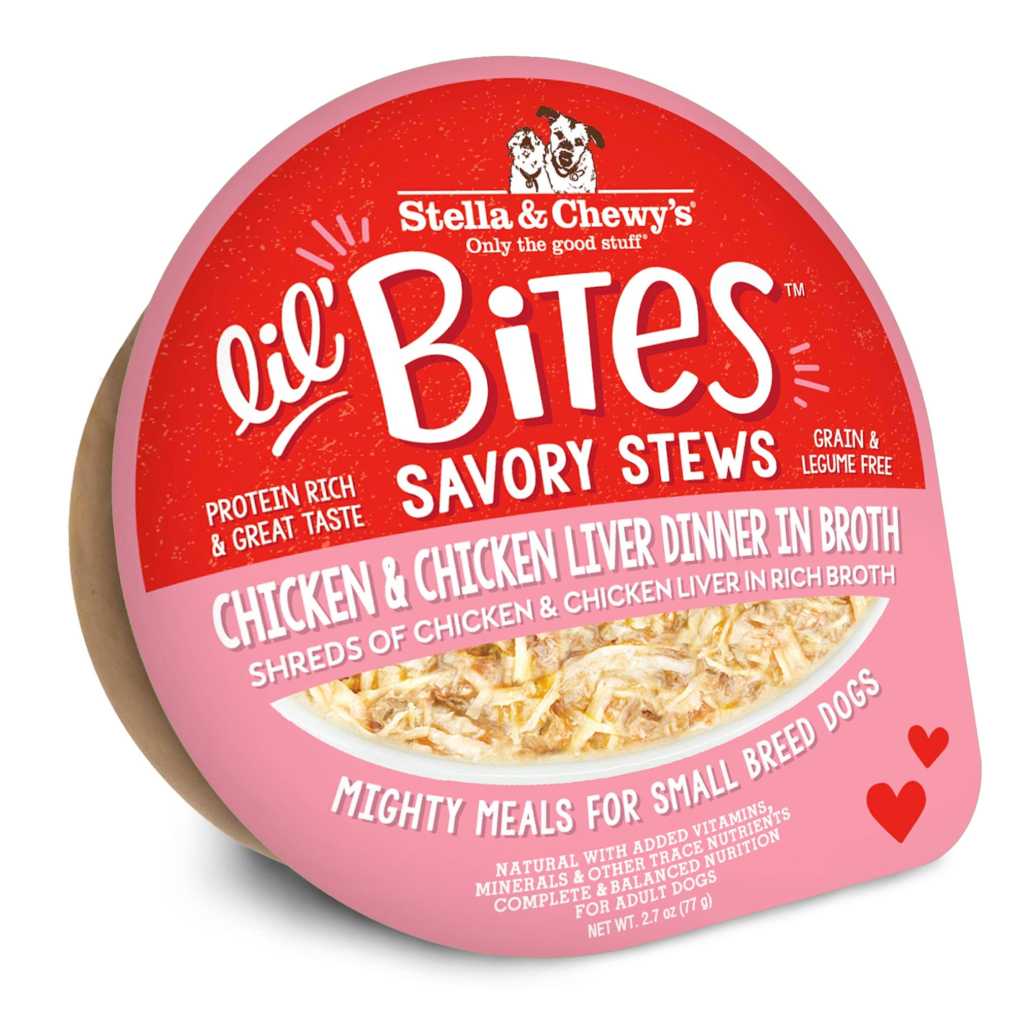 Stella & Chewy's Lil Bites Chicken & Chicken Liver Dinner in Broth Savory Dog Stews for Small Breeds, 2.7 oz.