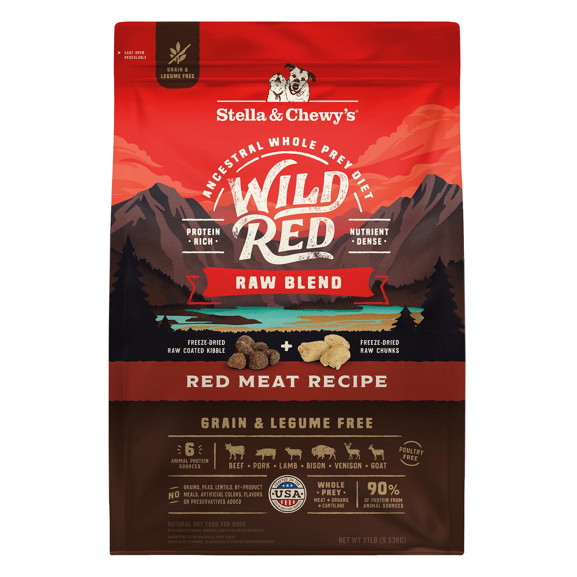 Stella & Chewy's Wild Red Raw Blend HighProtein Red Meat Dog Food 21 lbs
