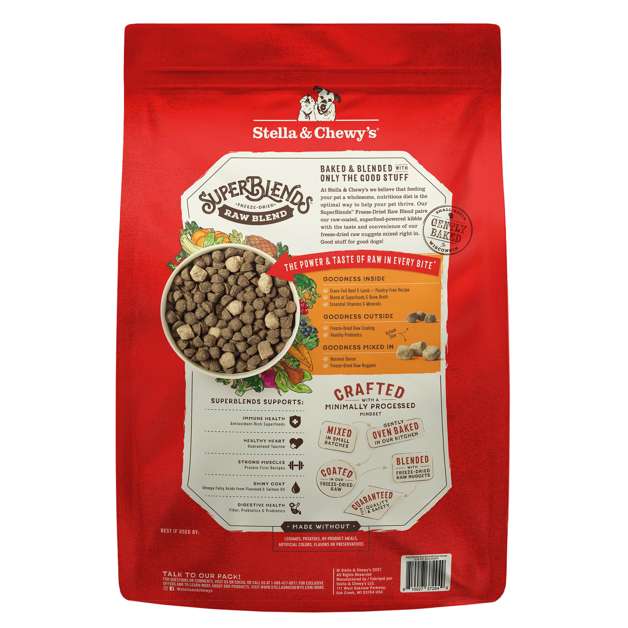 Stella Chewy s SuperBlends Raw Blend Wholesome Grains Grass Fed Beef Beef Liver Lamb Dog Food 21 lbs. Petco