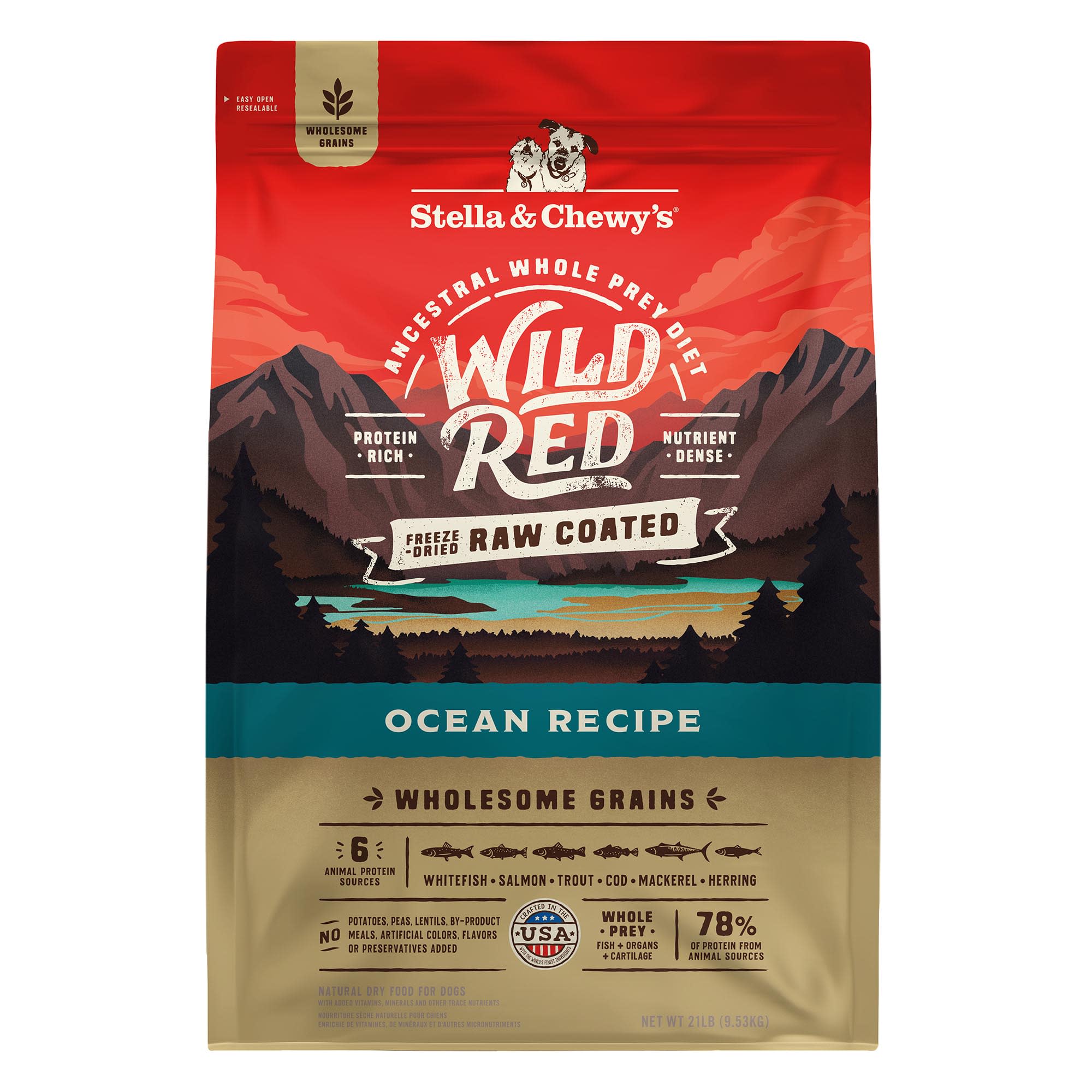 Stella Chewy s Wild Red Raw Coated High Protein Wholesome Grains