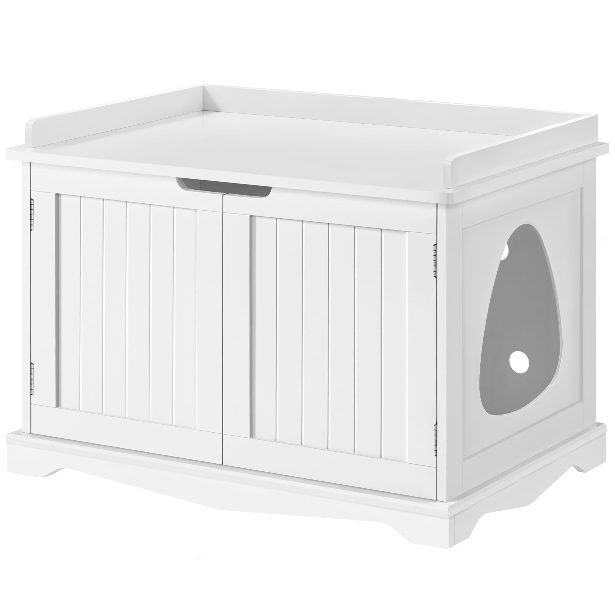 Topeakmart White Cat Litter Box Cabinet Hideaway