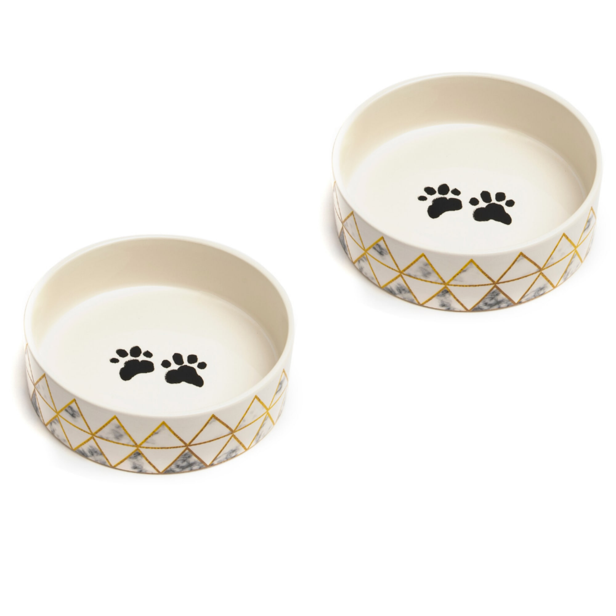 Park Life Designs Lisbon Ceramic Pet Bowl Set & Gold Accents