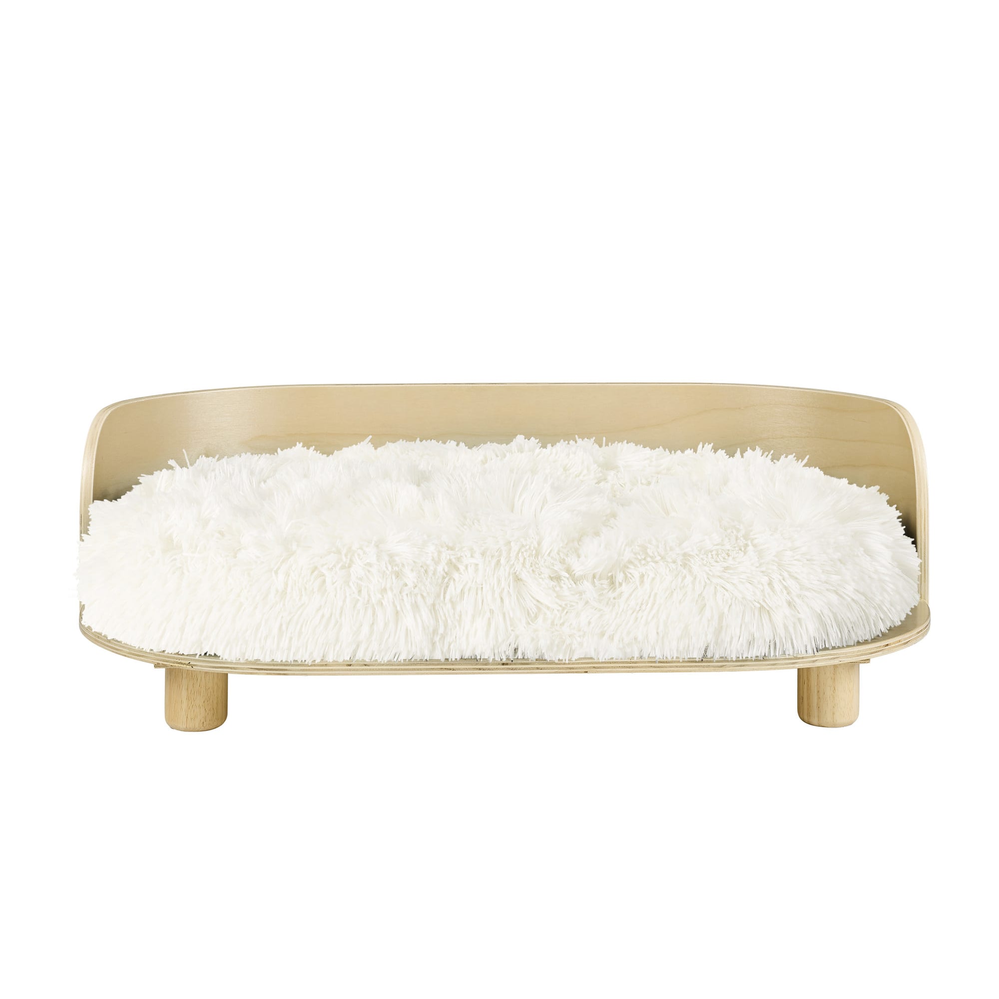 Sam's Pets Kuai Round Wood & Plush Fur Dog Bed