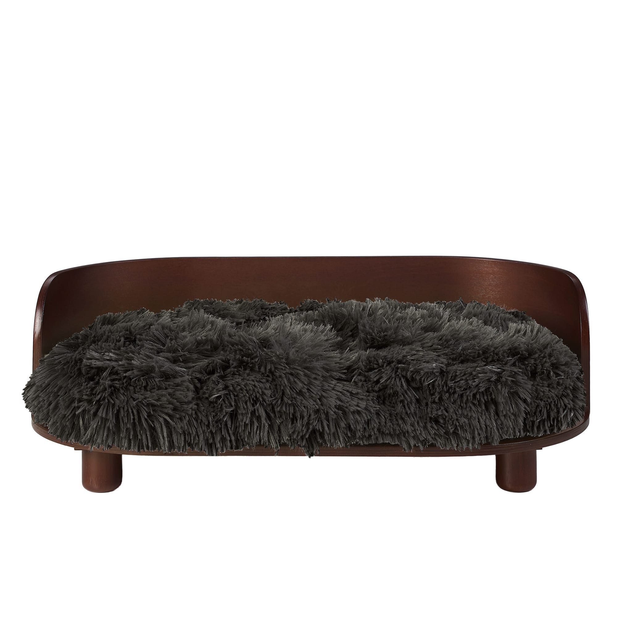 Sam's Pets Kuai Round Wood & Plush Dog Bed, Medium