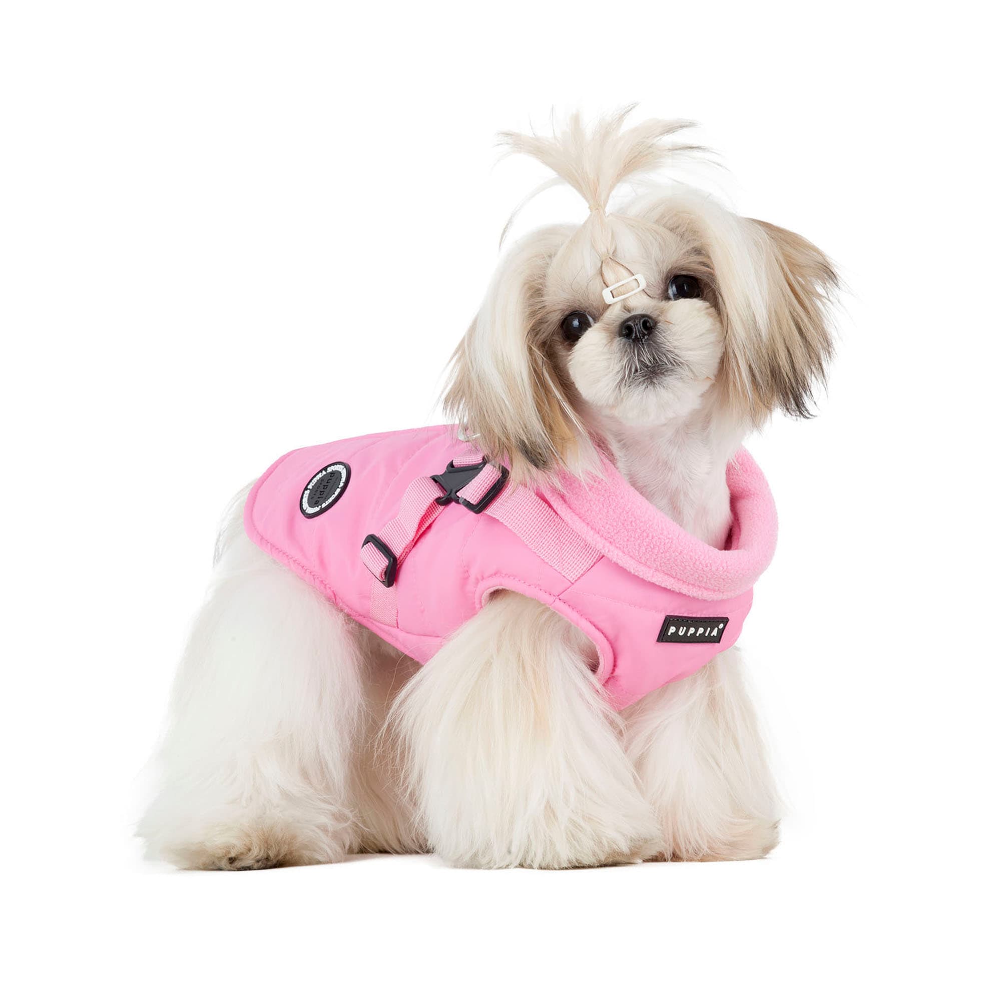  Puppia Everson Dog Jumpsuit Winter Season Intrgrated Harness  for Small and Medium Dogs, Pink, Large : Pet Supplies