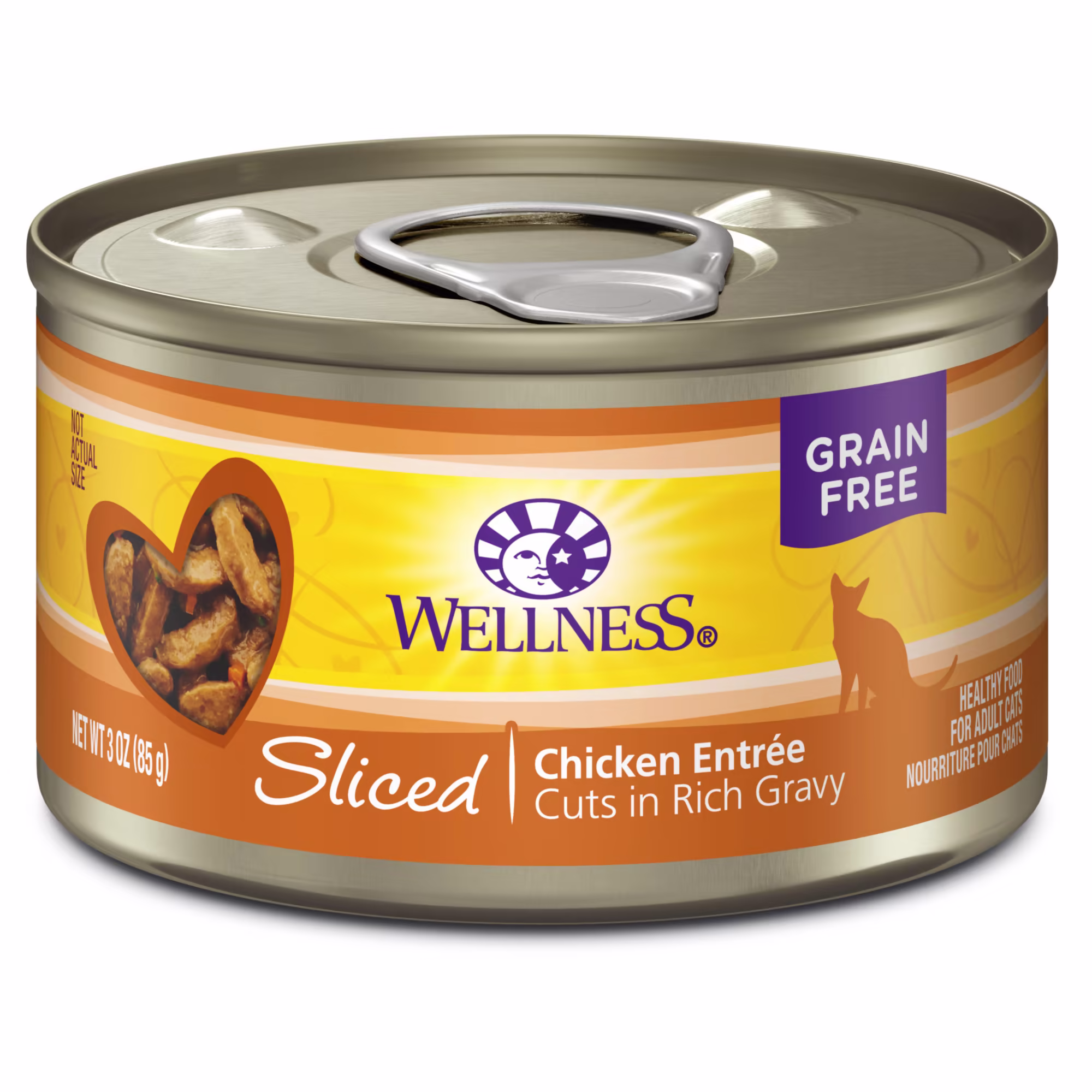 Wellness Natural Grain Free Sliced Chicken Entree Wet Cat Food, 3 oz