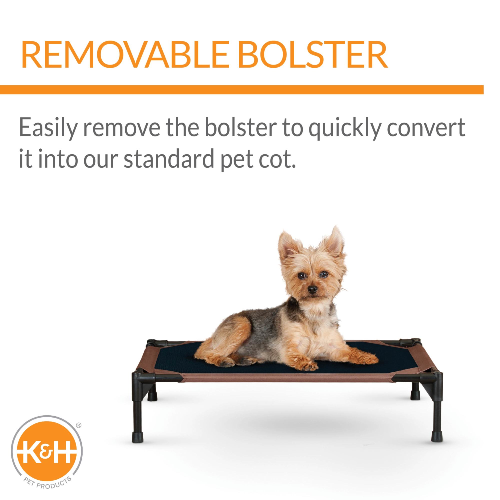 K H Pet Products Original Bolster Pet Cot Elevated Pet Bed 17 L X 22 W Chocolate