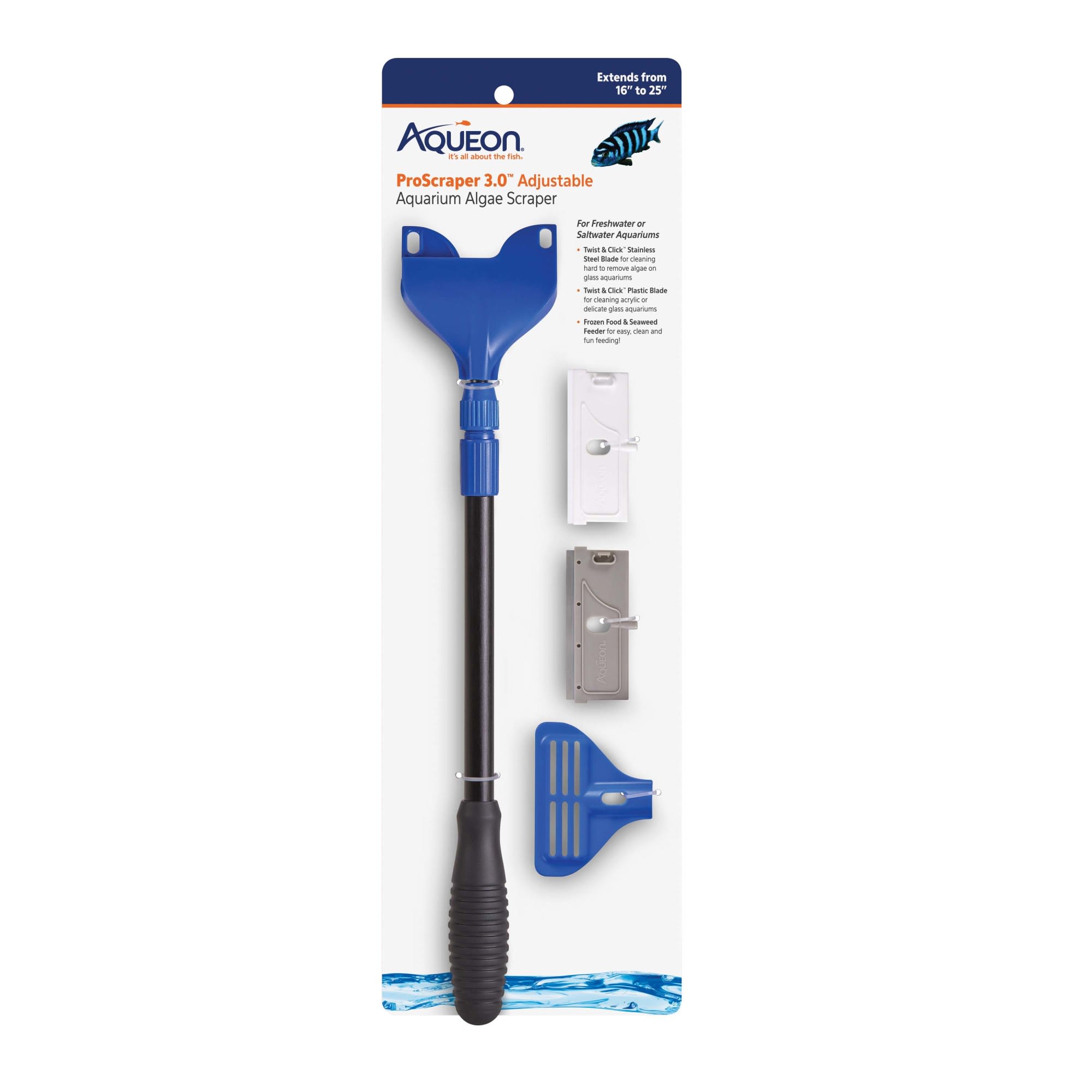 Aqueon ProScraper 3.0 Adjustable Algae Scraper & Feeder