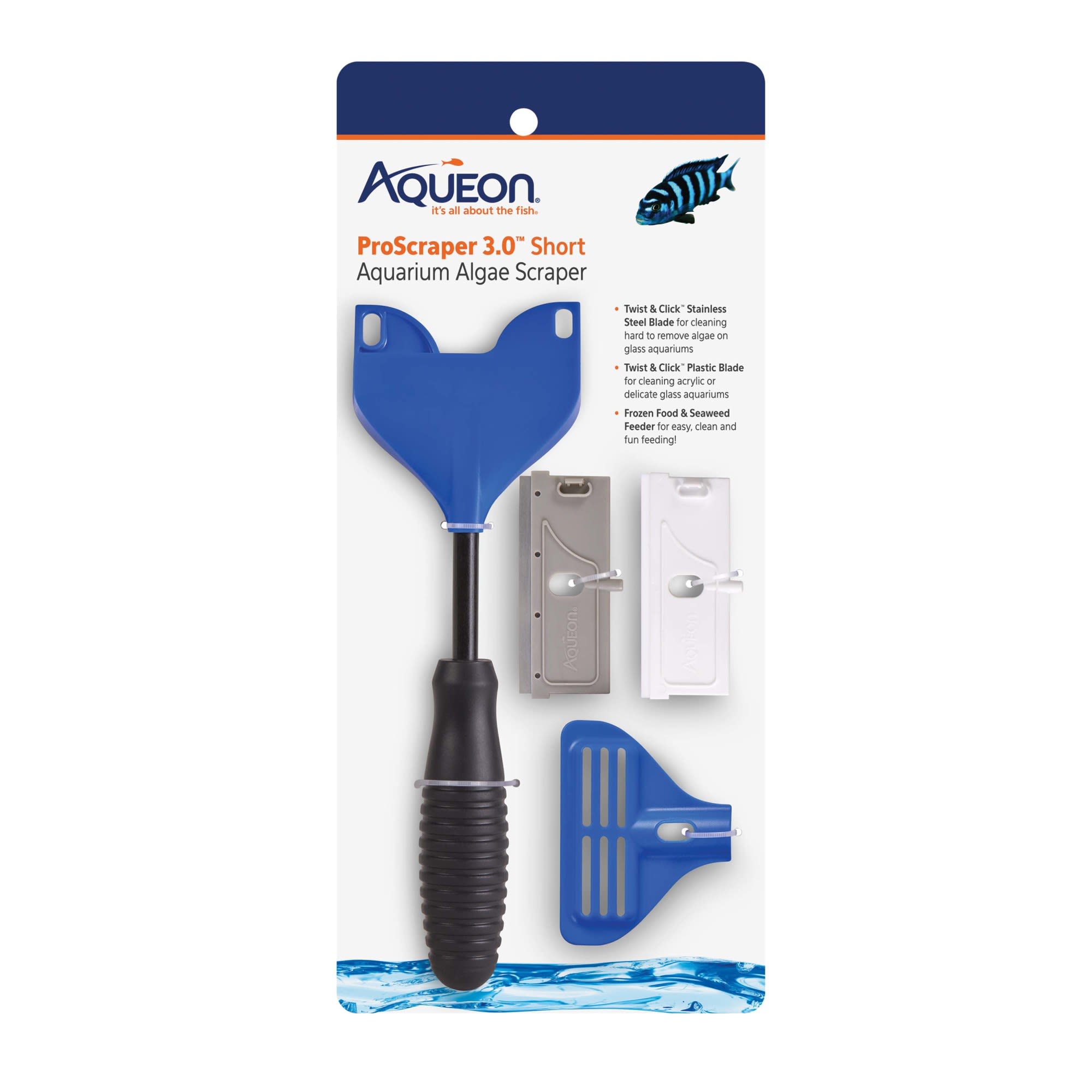 Aqueon ProScraper 3.0 Short Handle Aquarium Algae Scraper