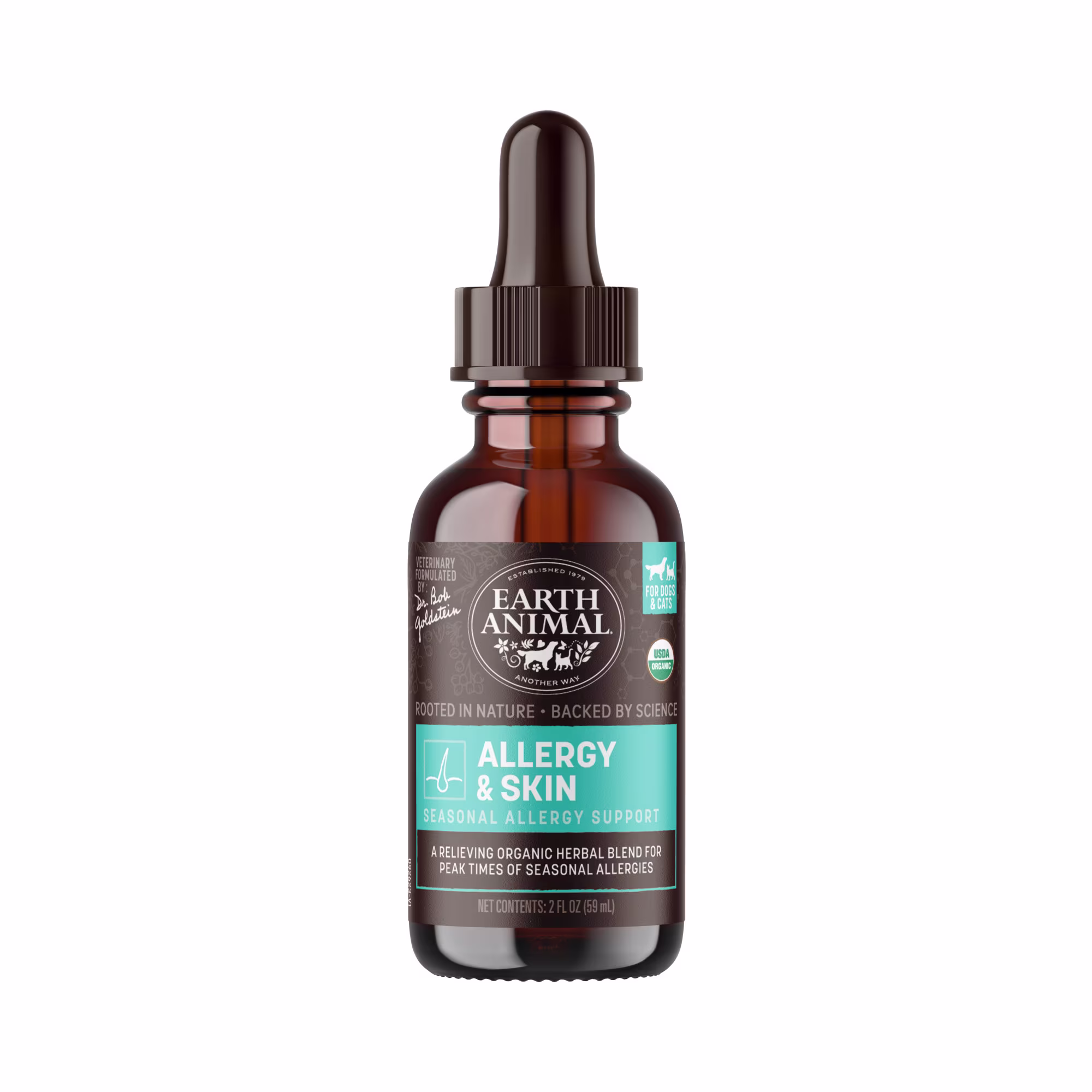Earth Animal Natural Remedies Allergy & Skin Liquid Homeopathic Allergy Supplement for Dogs & Cats, 2 fl. oz.