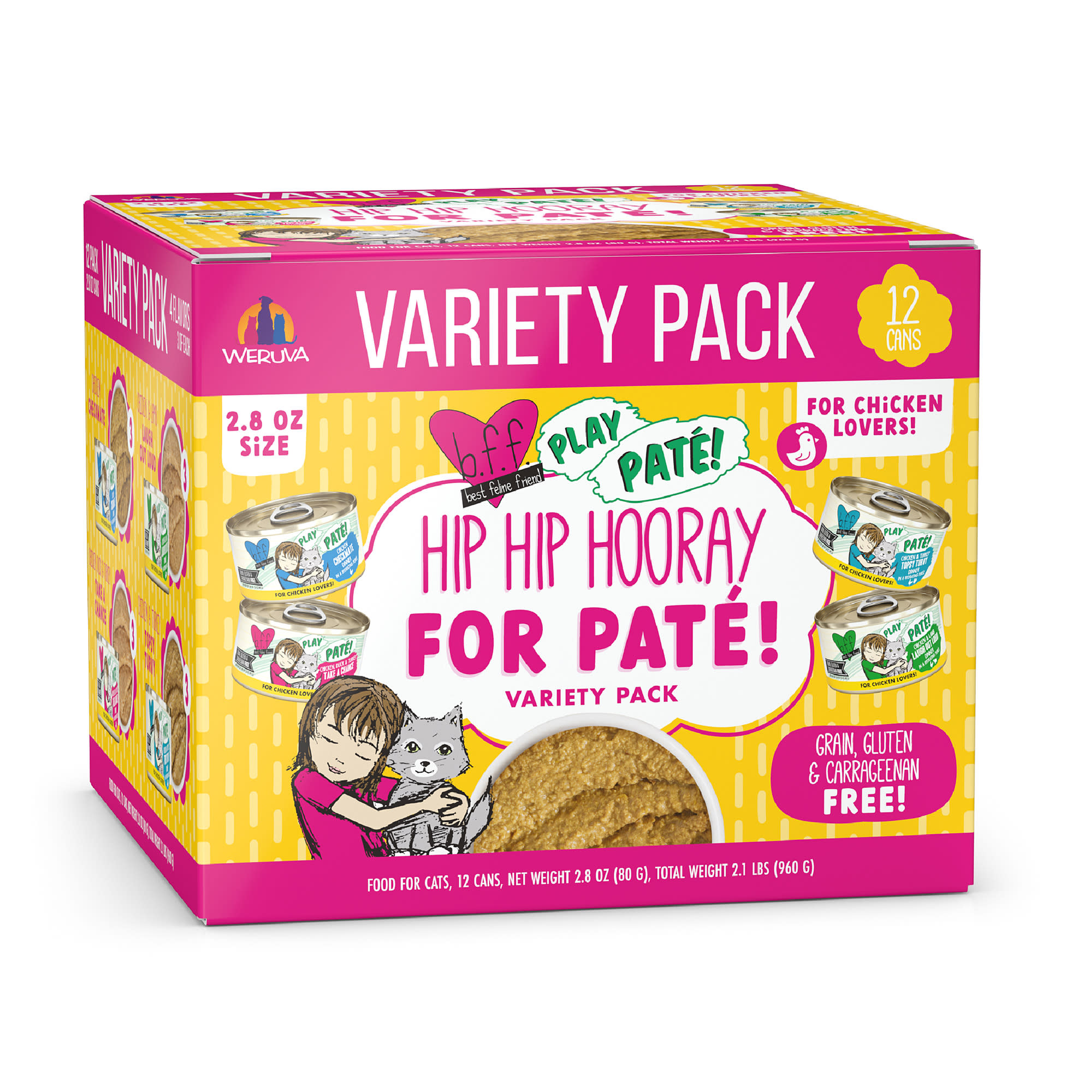 B.F.F. P.L.A.Y. Chicken Pate Variety Pack for Cats 2.8 oz