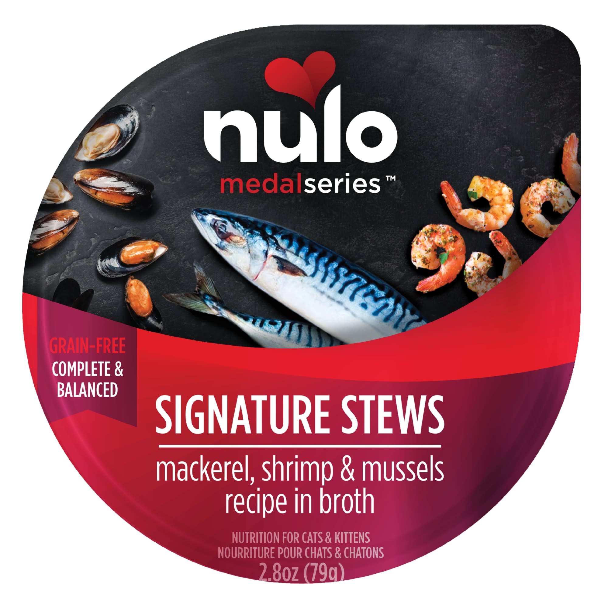 Nulo MedalSeries Signature Stew Mackerel, Shimp & Mussels Wet Cat Food, 2.8  oz., Case of 24