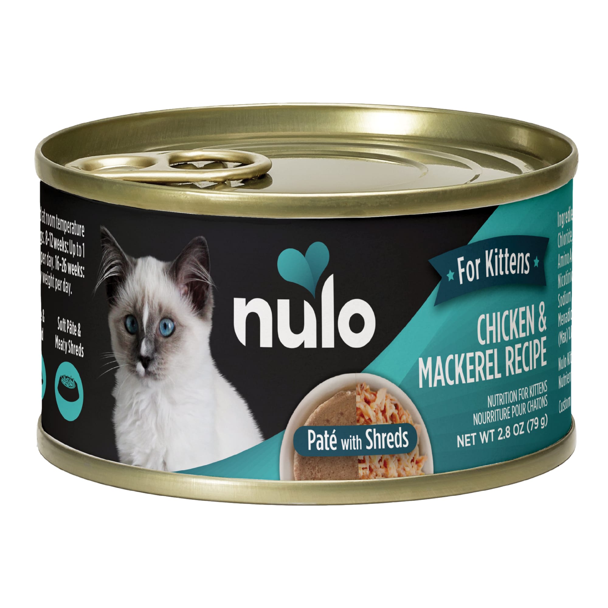 Nulo Pate with Shreds Chicken & Mackerel Wet Kitten Food, 2.8 oz. Petco