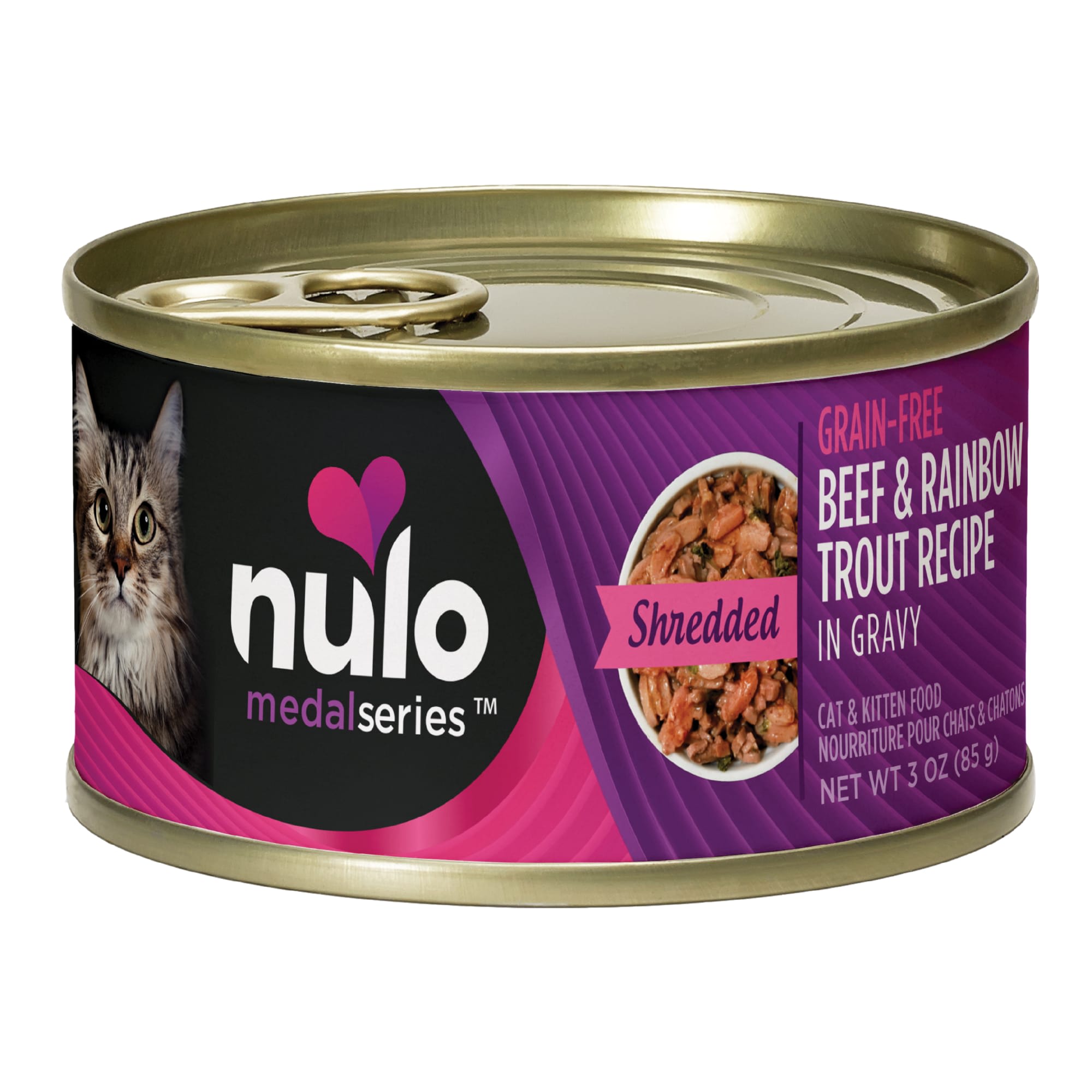 Nulo MedalSeries Grain Free Shredded Beef Rainbow Trout Wet Cat