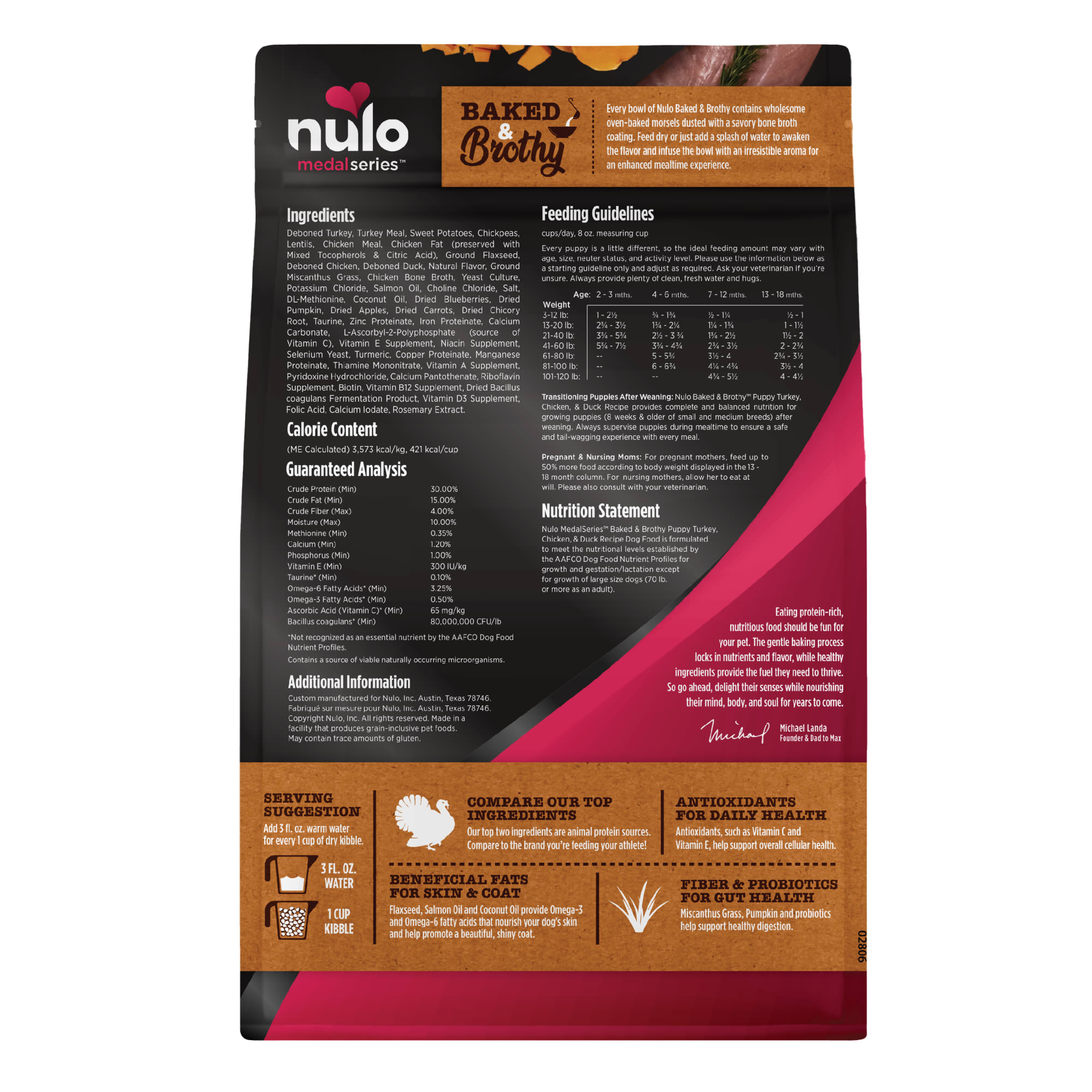 Nulo MedalSeries Baked Brothy Turkey Dry Puppy Food 20 lbs