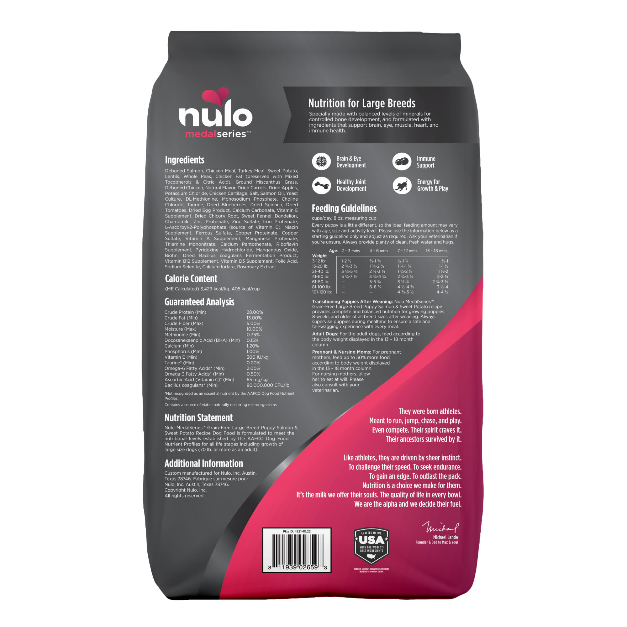 Nulo puppy best sale food serving size