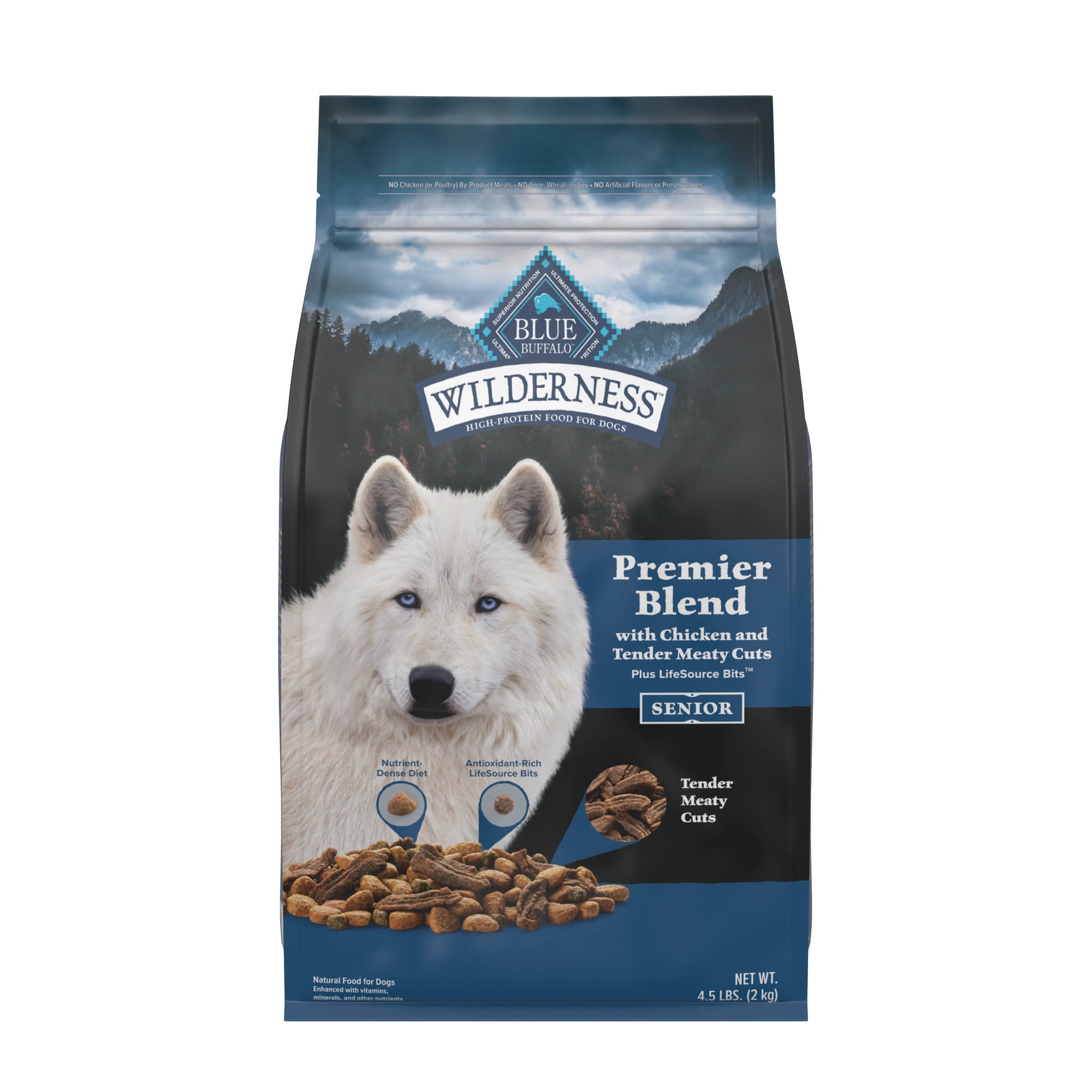 Blue Buffalo Blue Wilderness Premier Blend with Meaty Cuts Senior Chicken Dry Dog Food 24 lbs. Petco