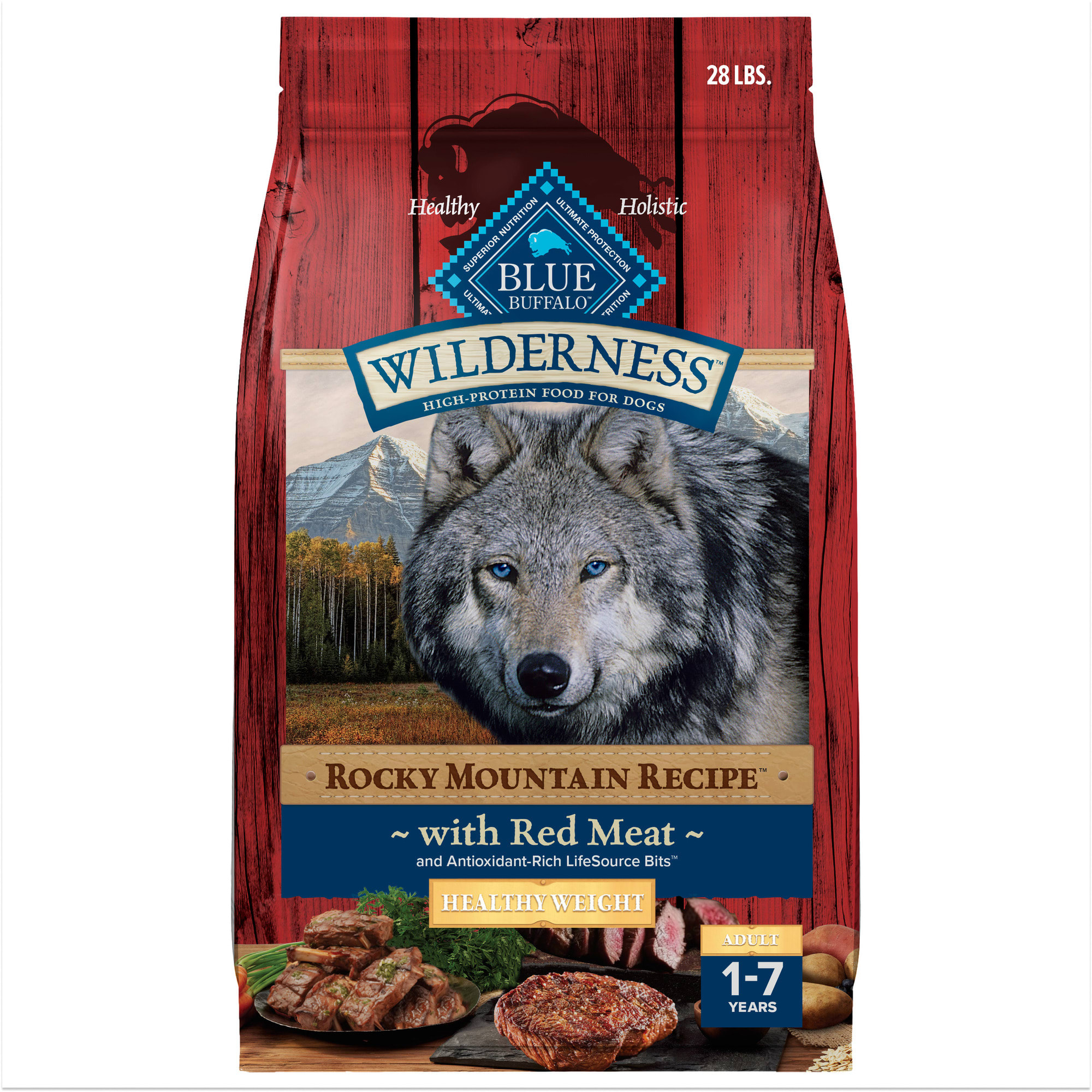 Blue Buffalo Wilderness Rocky Mountain Beef Game Dry Dog Food 28 lbs