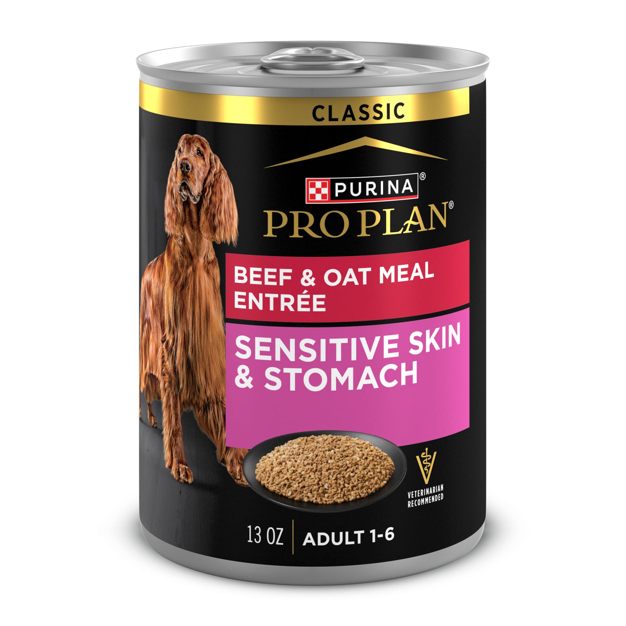 Purina Pro Plan Sensitive Skin and Stomach Beef and Oat Meal Entree Wet Dog Food Pate 13 oz. Case of 12 Petco