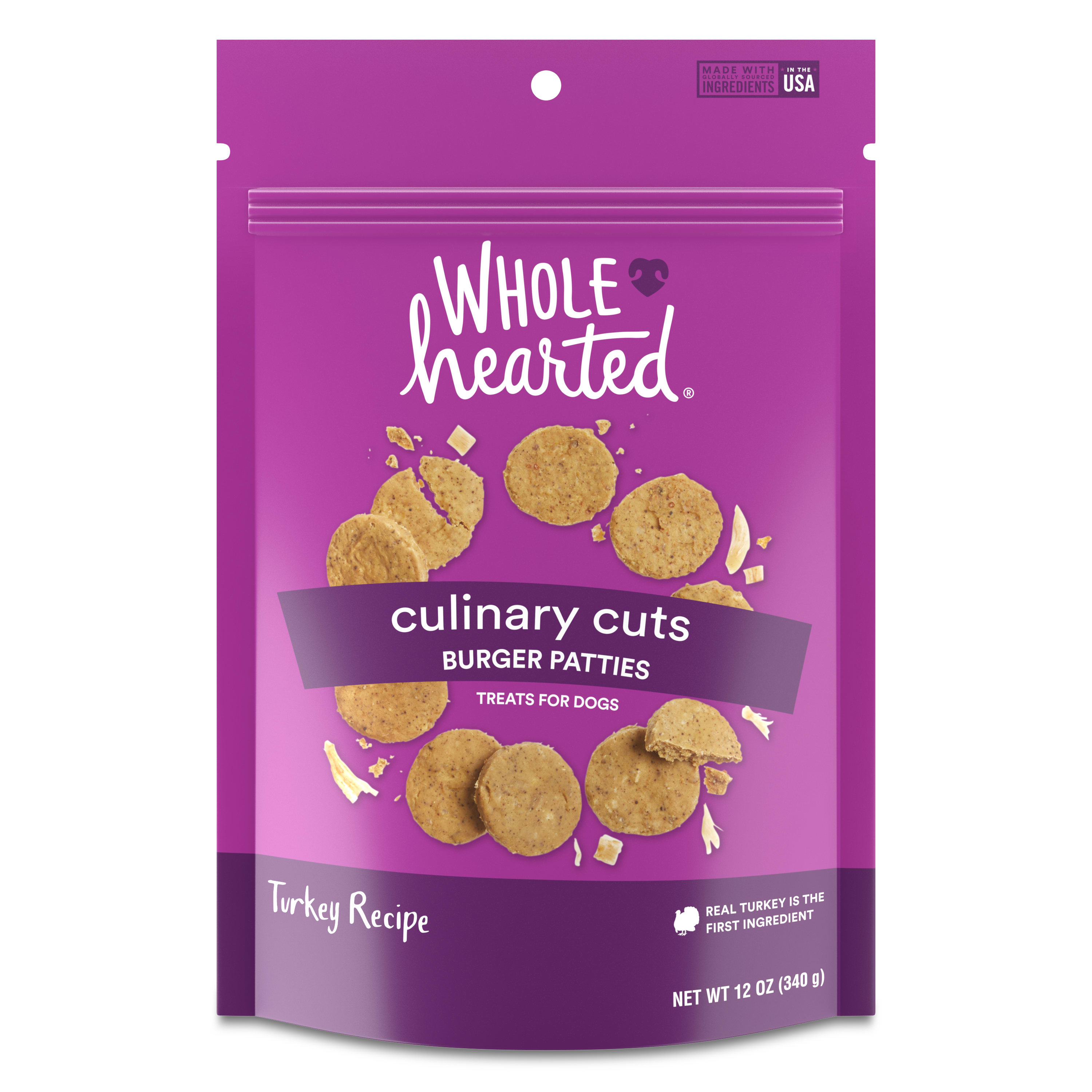WholeHearted Turkey Recipe Burger Patties Dog Treats 12 oz