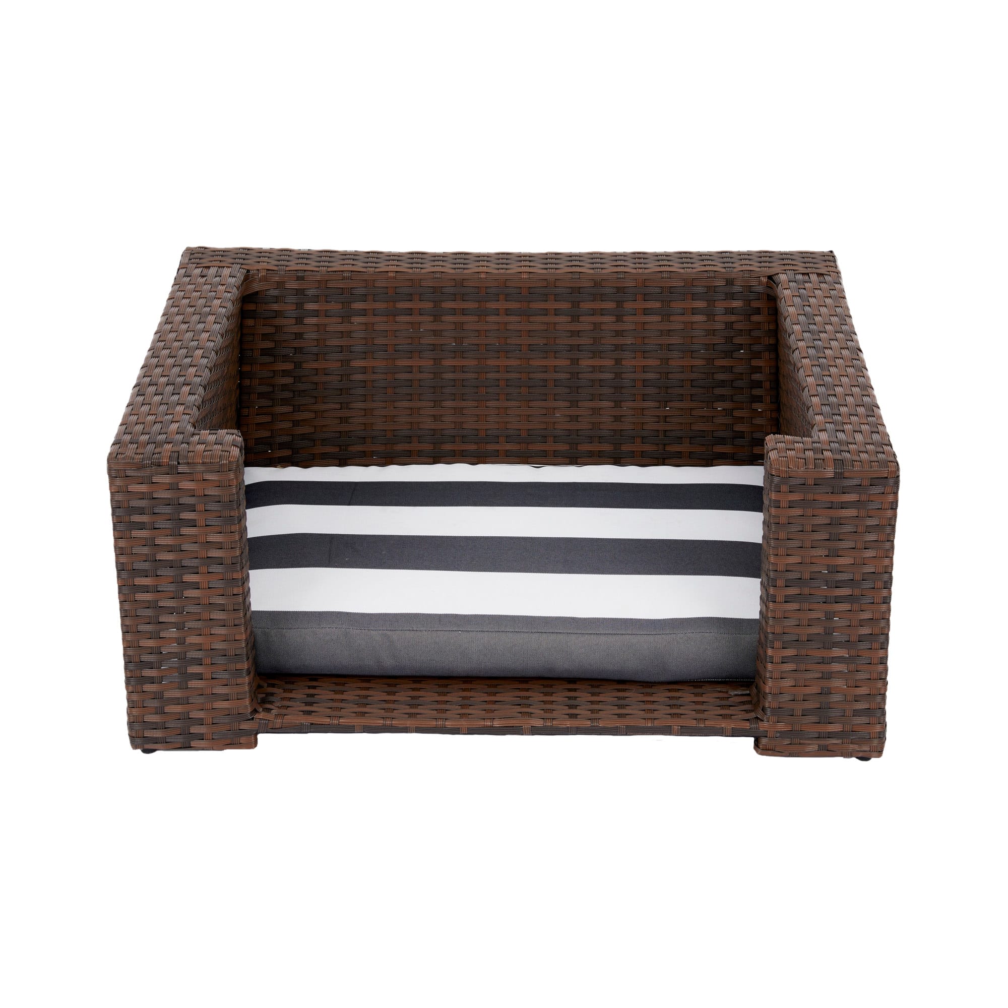 Teamson Pets Outdoor Wicker Dog Bed with Washable Cushion