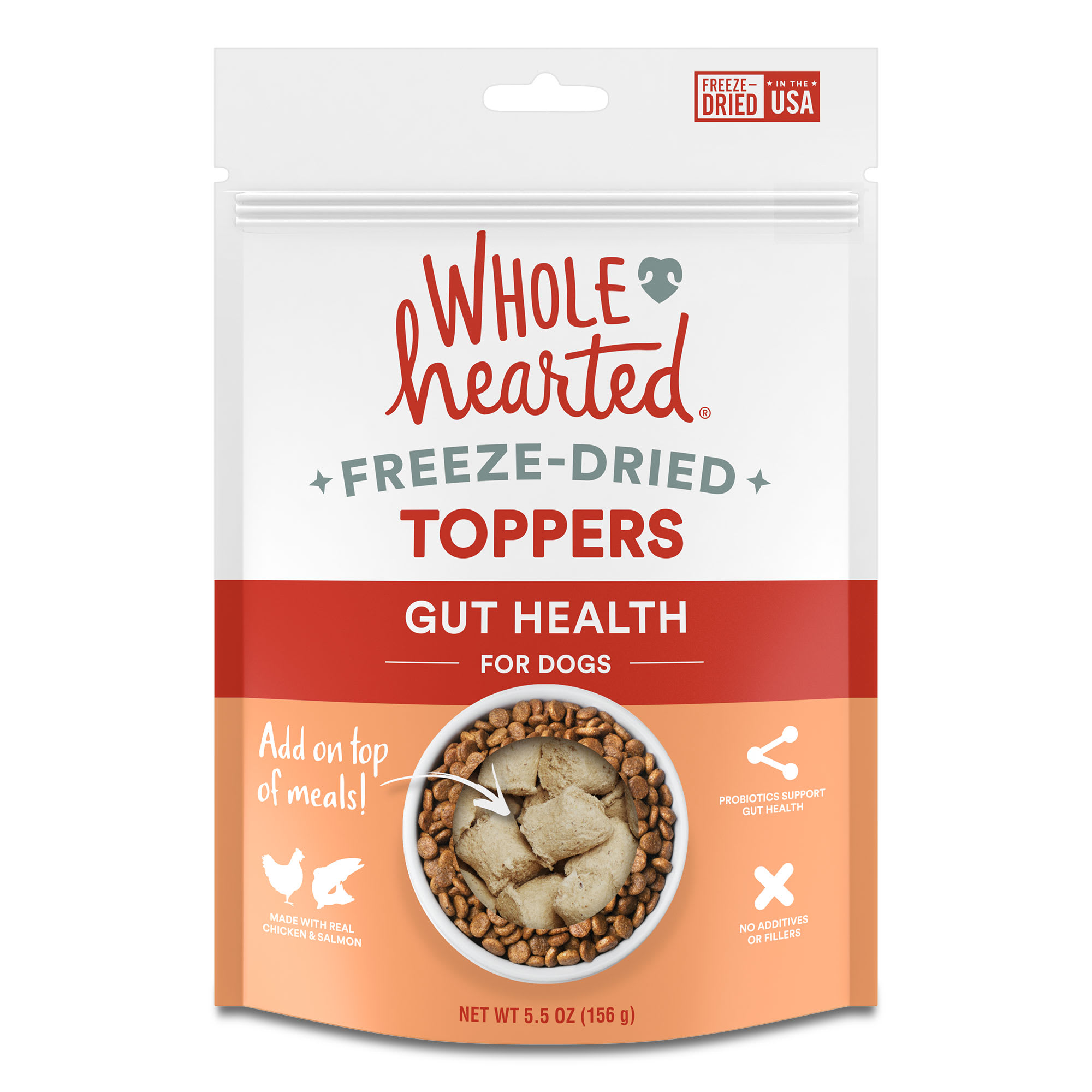 WholeHearted Freeze Dried Gut Health Dog Food Toppers 1 oz. Case