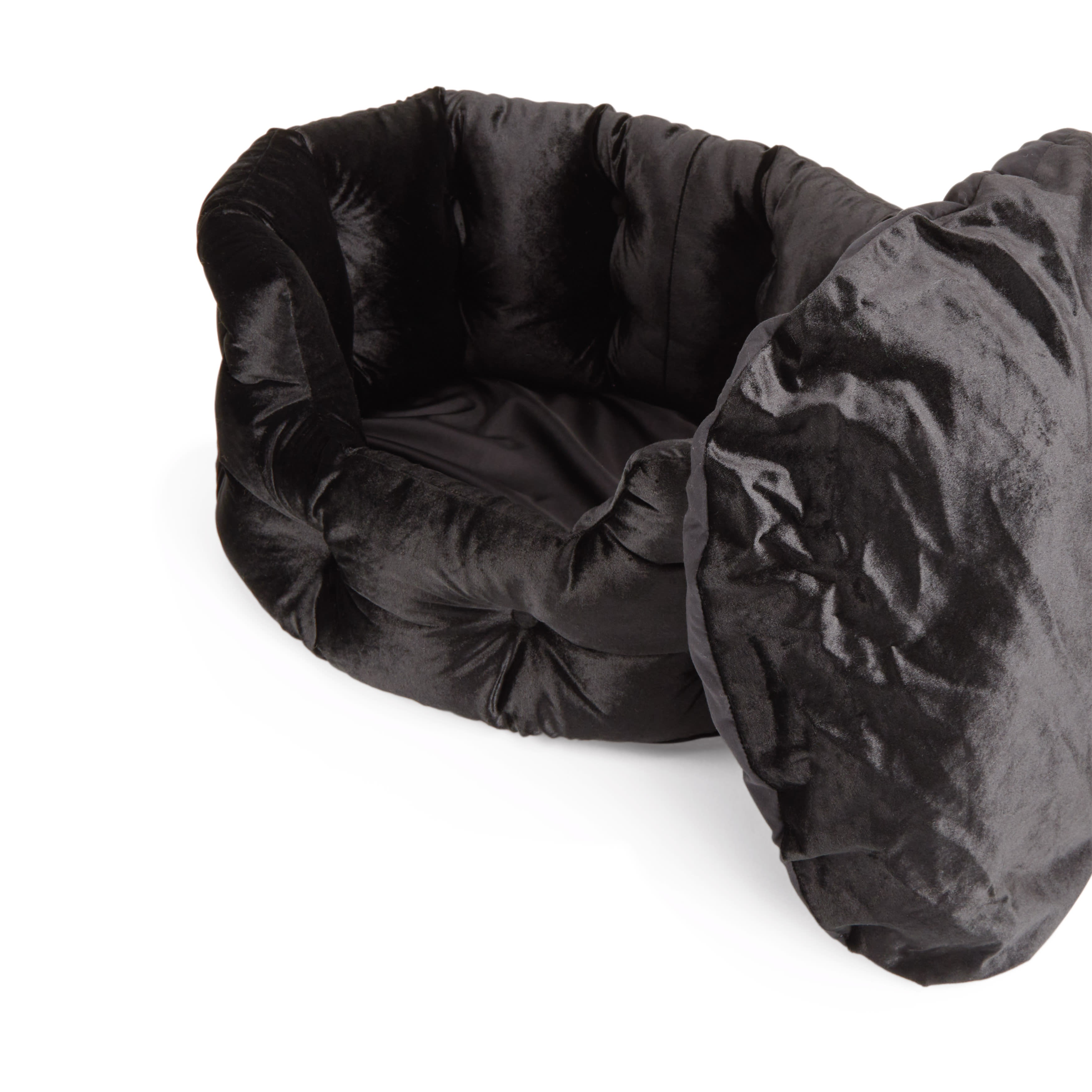 Black velvet shop dog bed