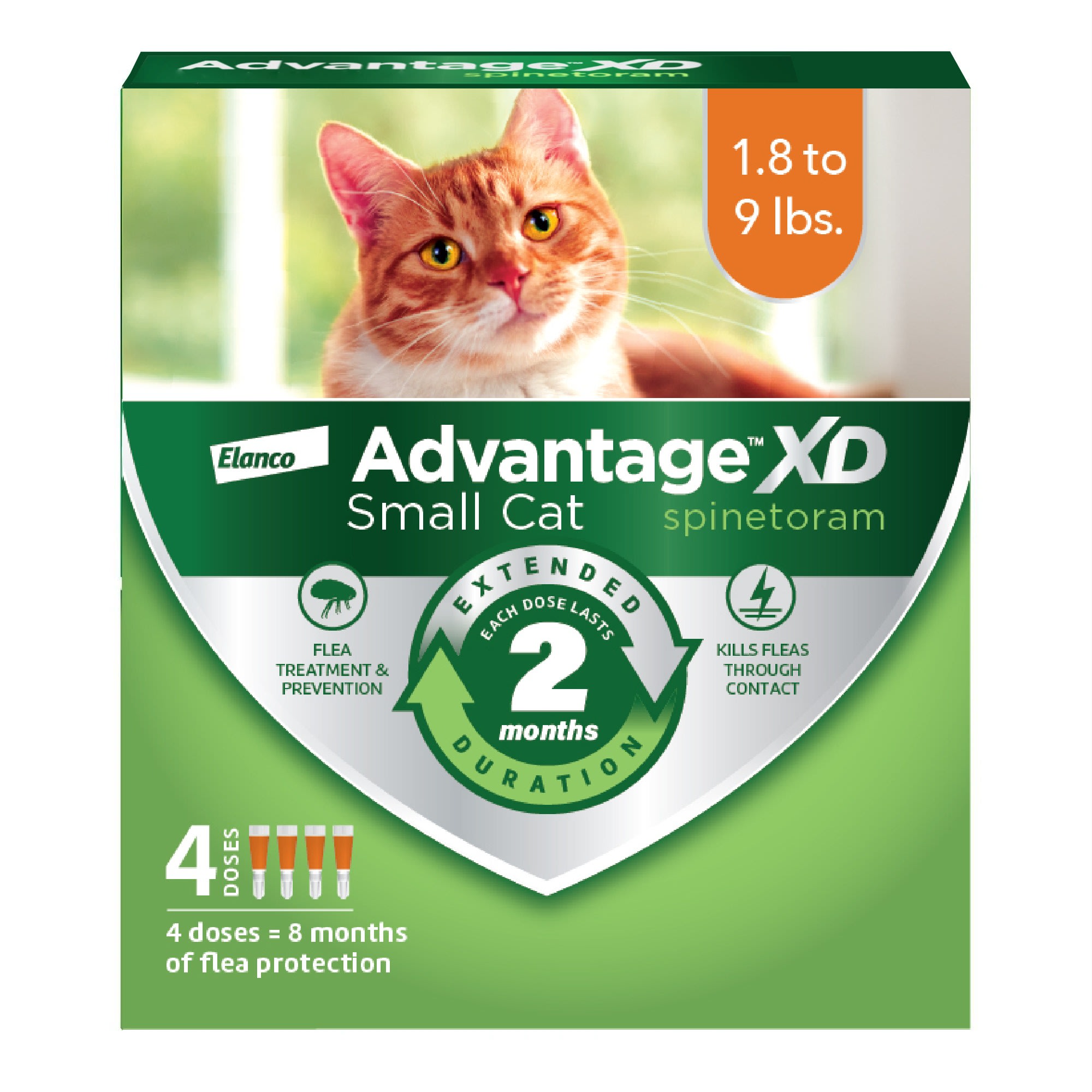 Advantage XD 2 Topical Doses 2 Months of Protection Per Dose Flea Prevention Treatment For Large Cats over 9 lbs. Petco