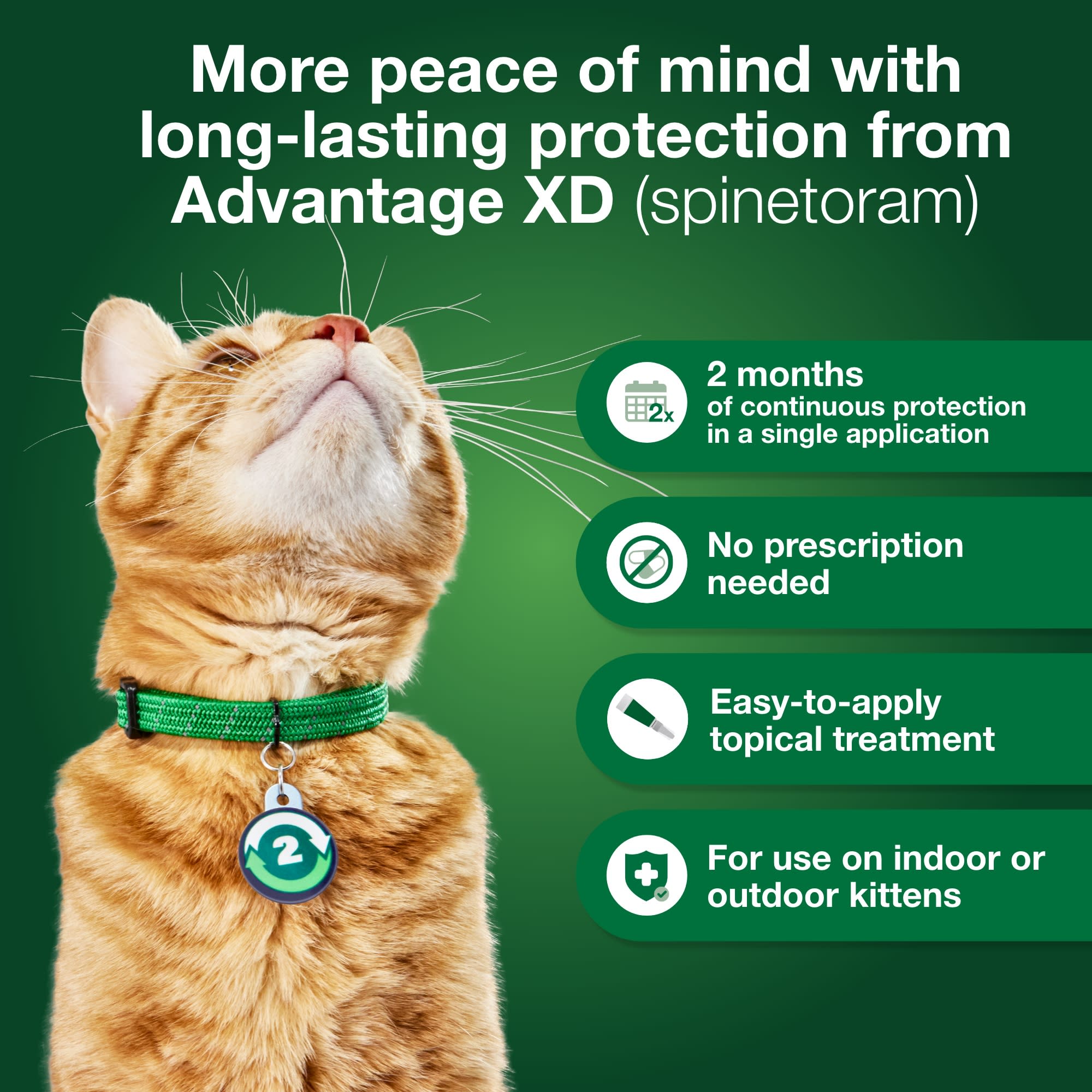 Advantage XD 4 Topical Doses 2 Months of Protection Per Dose Flea Prevention Treatment For Small Cats 1.8 9 lbs