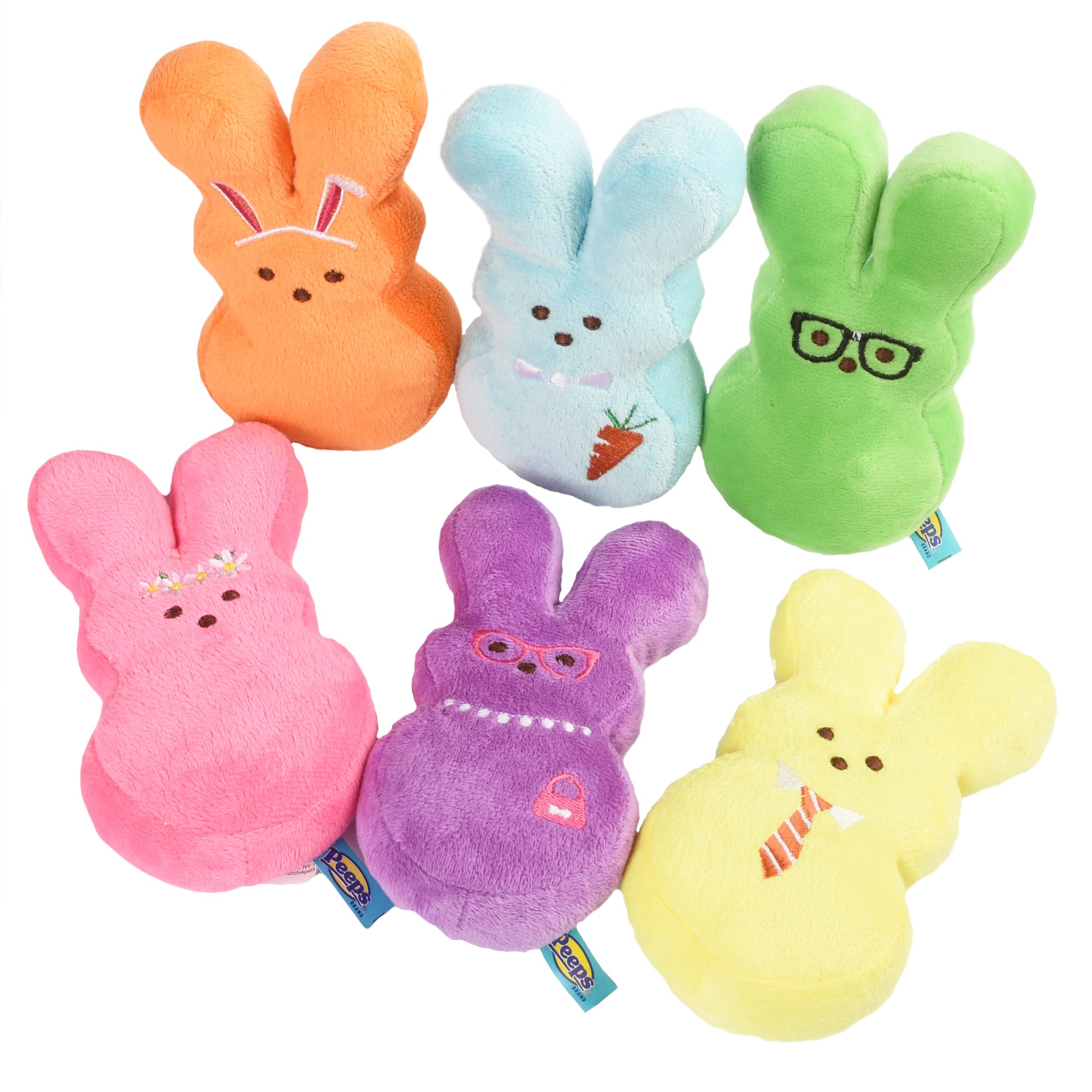 Peeps for Pets Dress-Up Bunnies Plush Dog Toy in Assorted Colors, Small