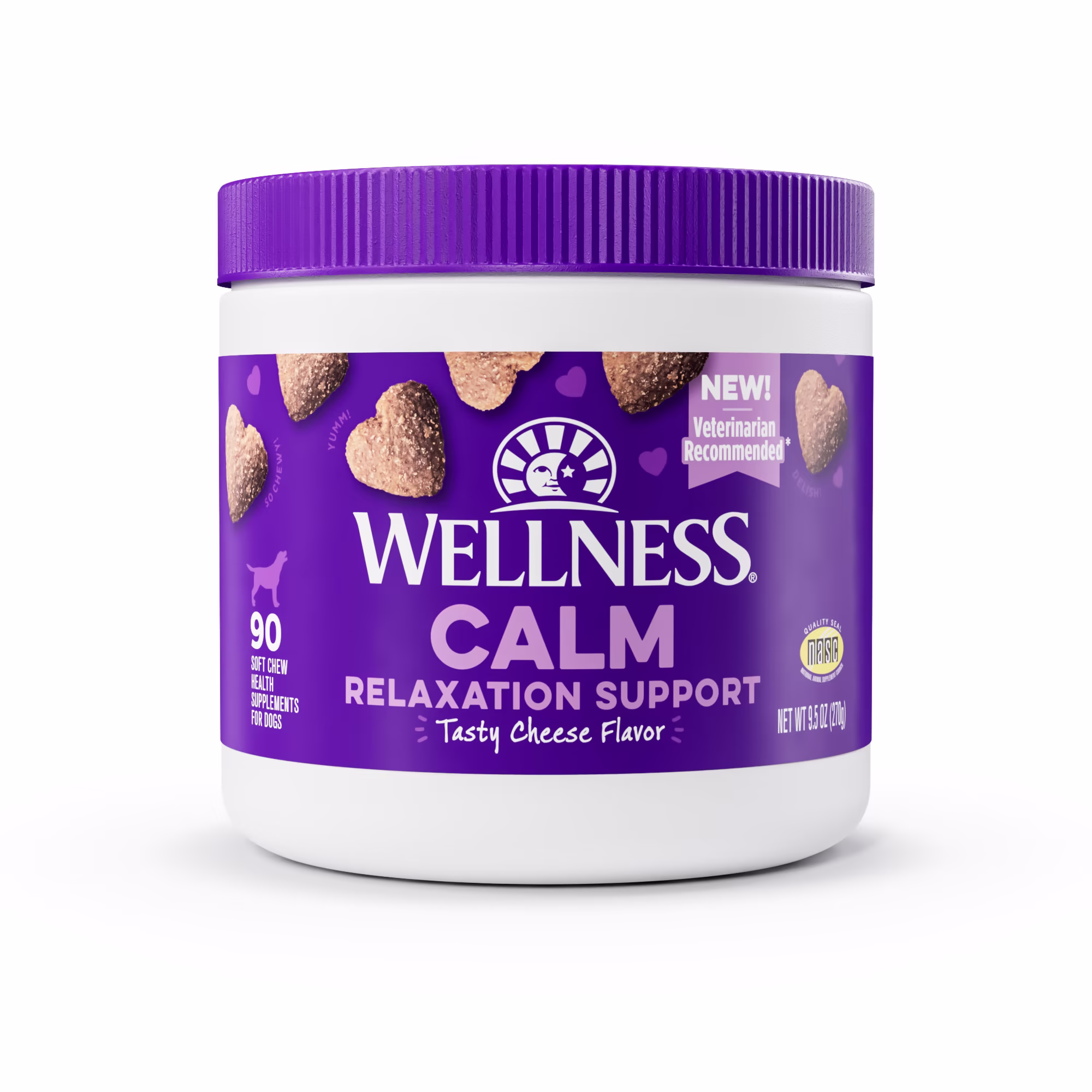 Wellness Tasty Cheese Flavored Soft Chews Calming Supplements for Dogs, Count of 45