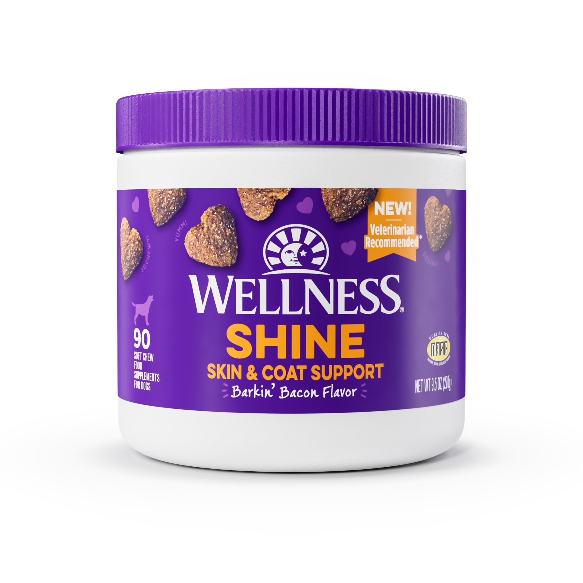 Wellness Barkin' Bacon Skin & Coat Dog Supplements 90ct