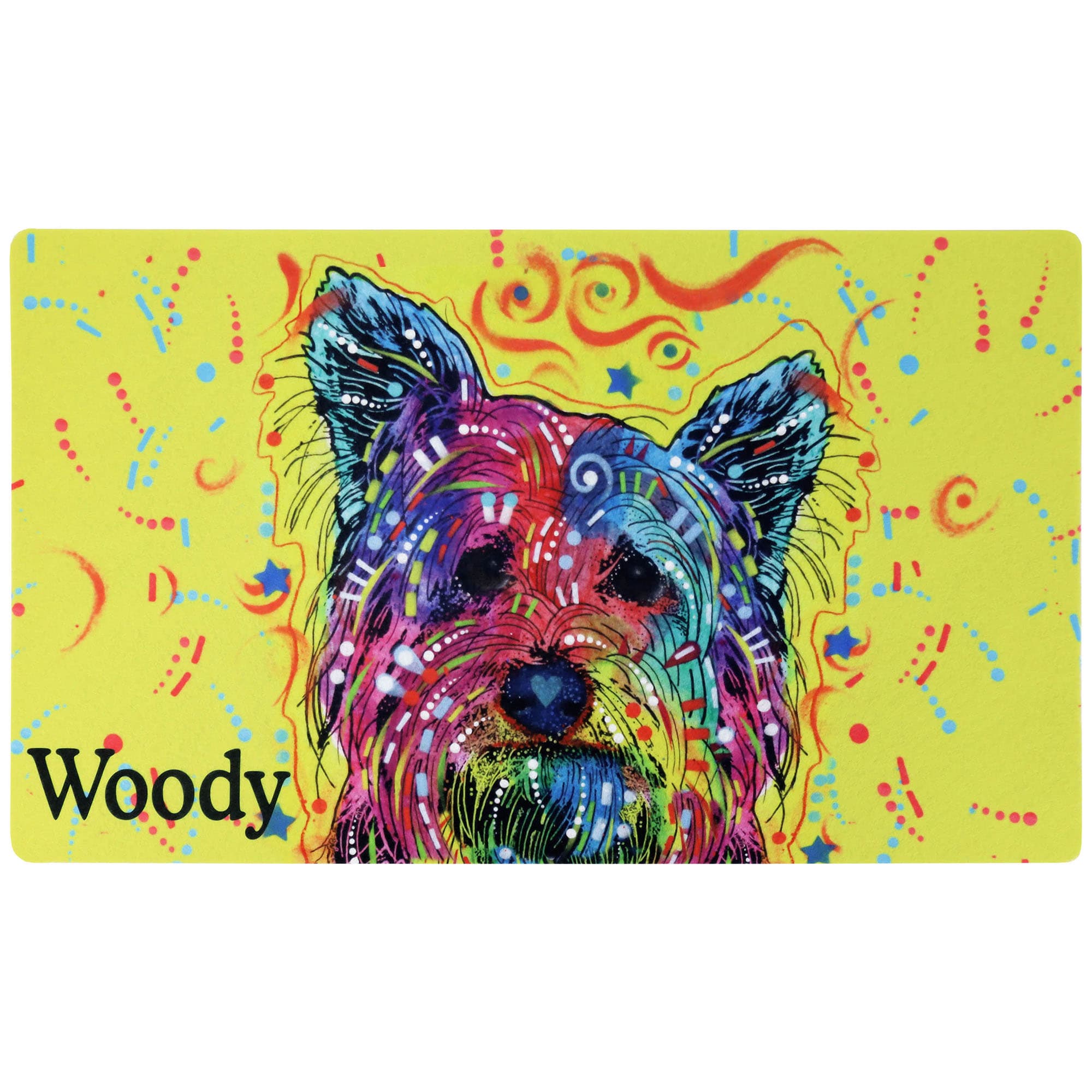 Drymate Dean Russo Yorkie Personalized Dog Feeding Mat, 12" L X 20" W X