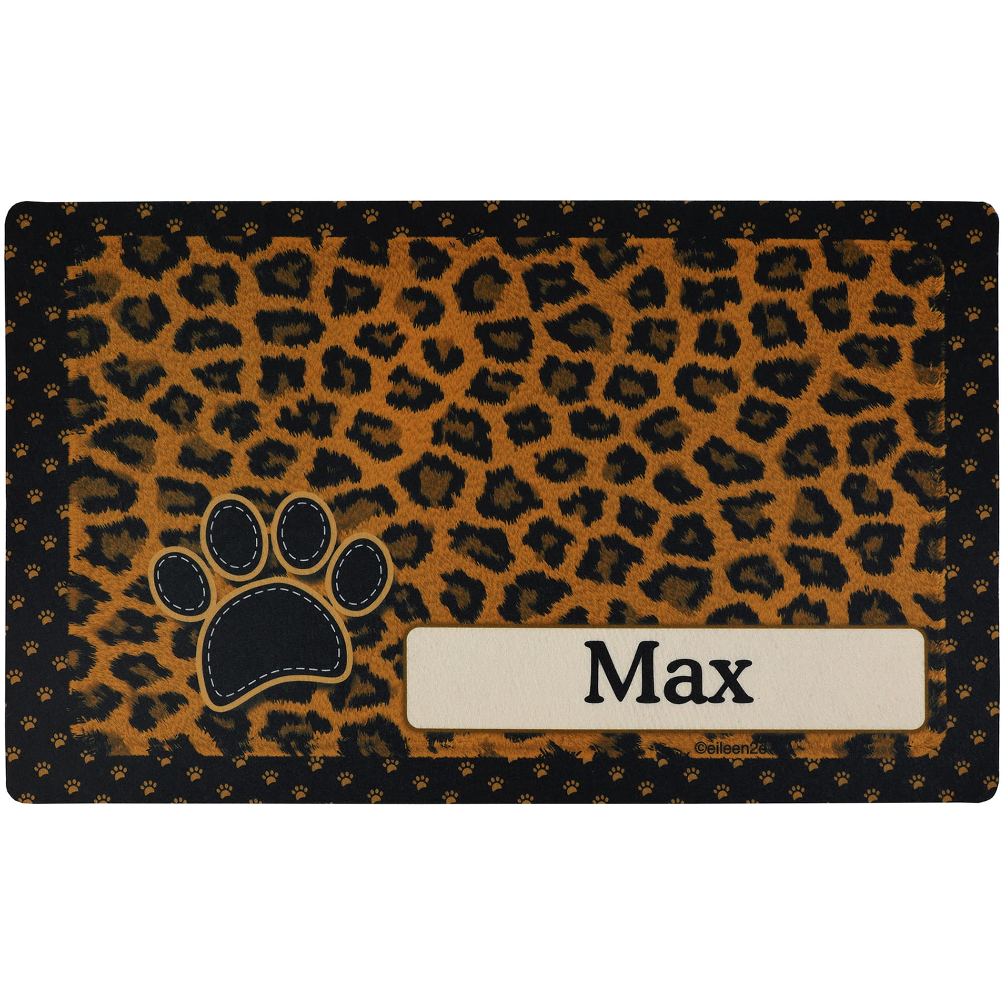 Drymate Tan Leopard Personalized Pet Feeding Mat, 12" L X 20" W X 0.12