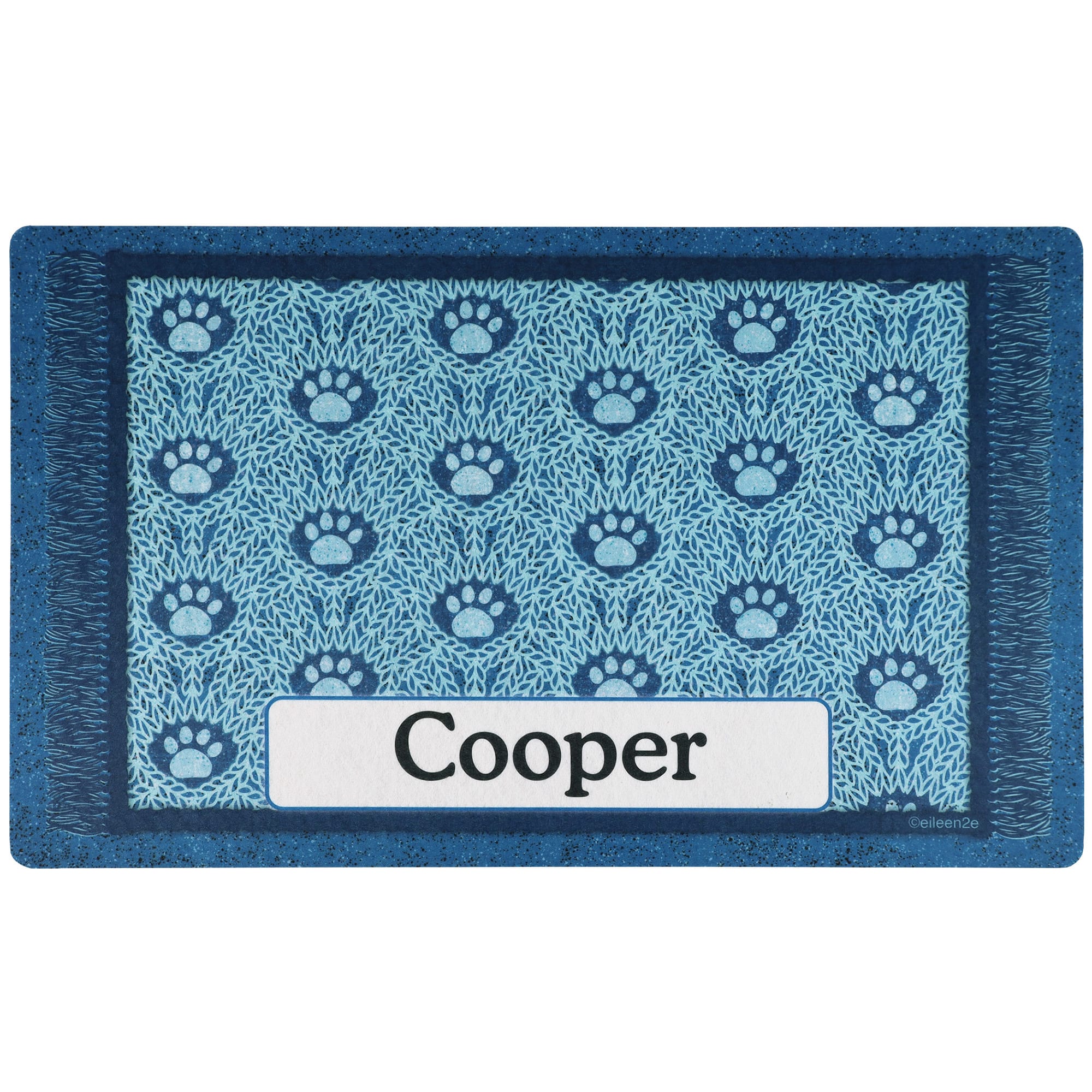 Drymate Blue Paw Braid Personalized Pet Feeding Mat, 12" L X 20" W X 0.