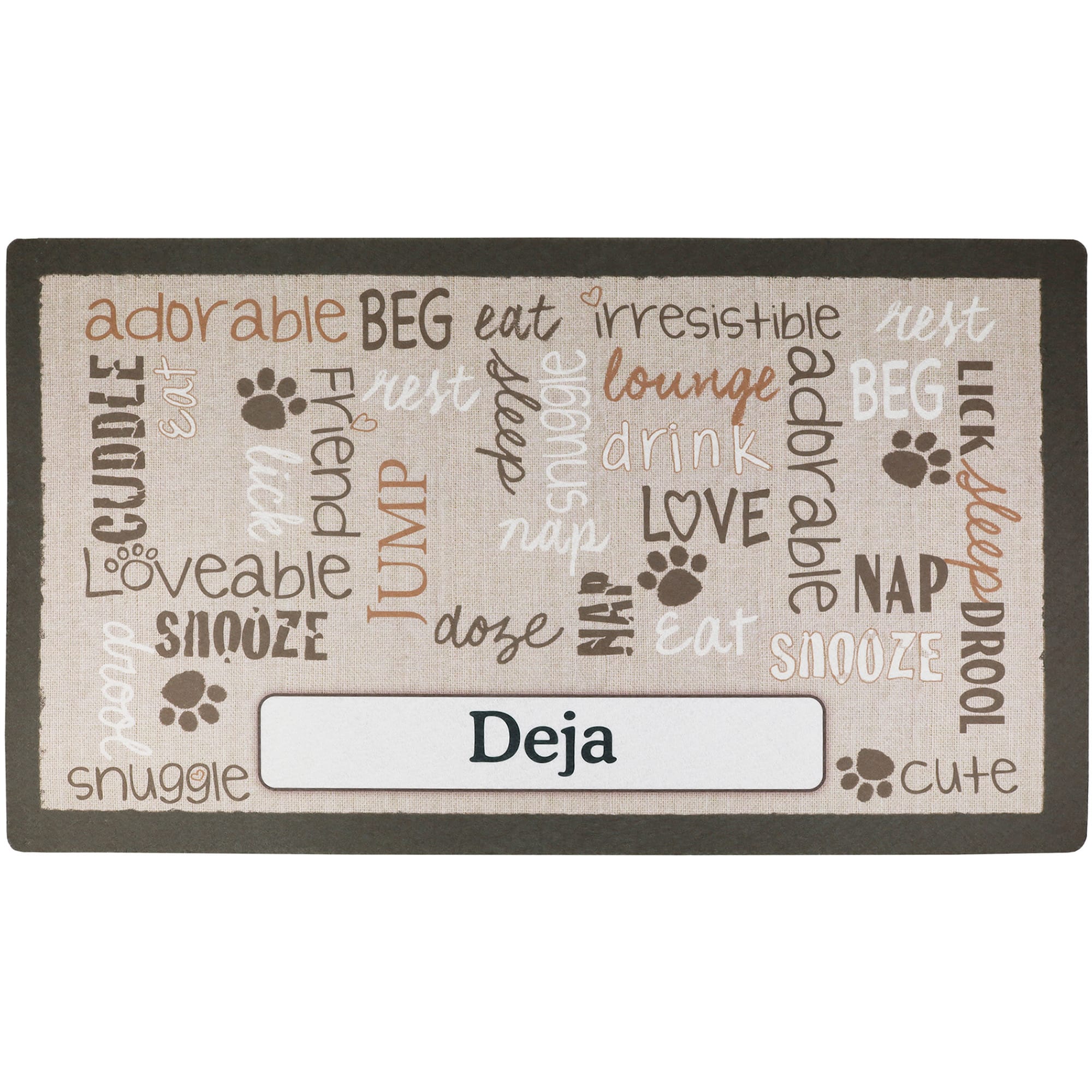Drymate Linen Tan Personalized Pet Feeding Mat, 16" L X 28" W X 0.12" H