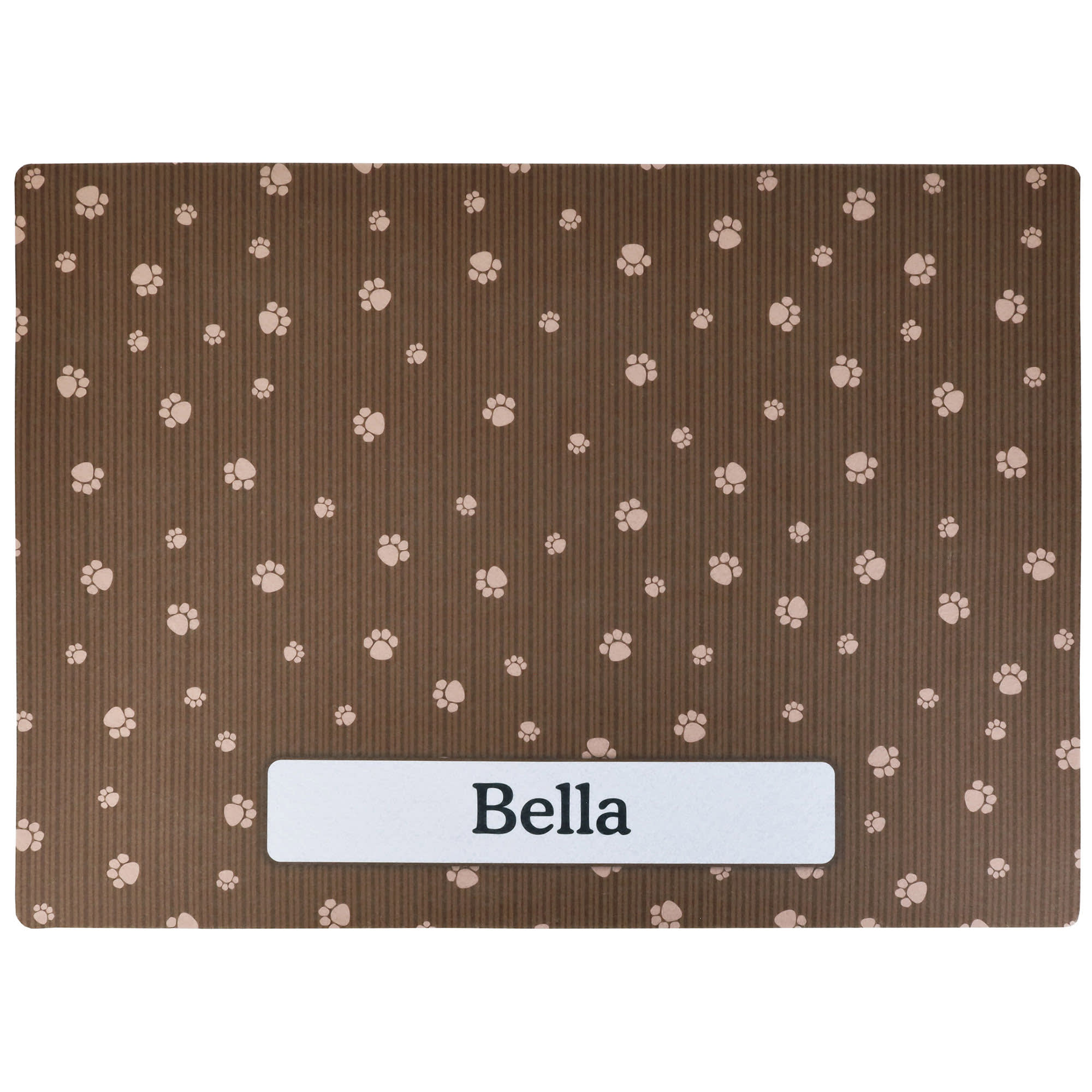 Drymate Personalized Cat Litter Mat Brown Stripe & Tan Paw