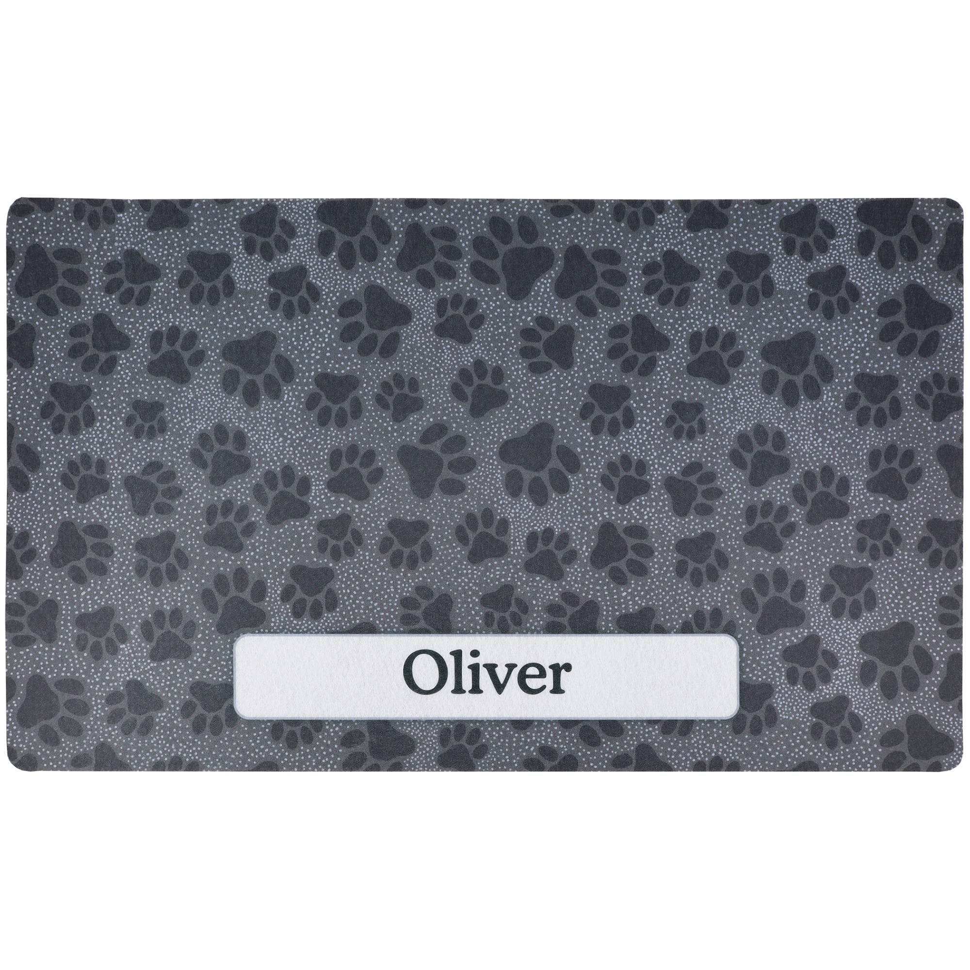 Drymate Paw Dots Personalized Pet Mat 12"x20" Black