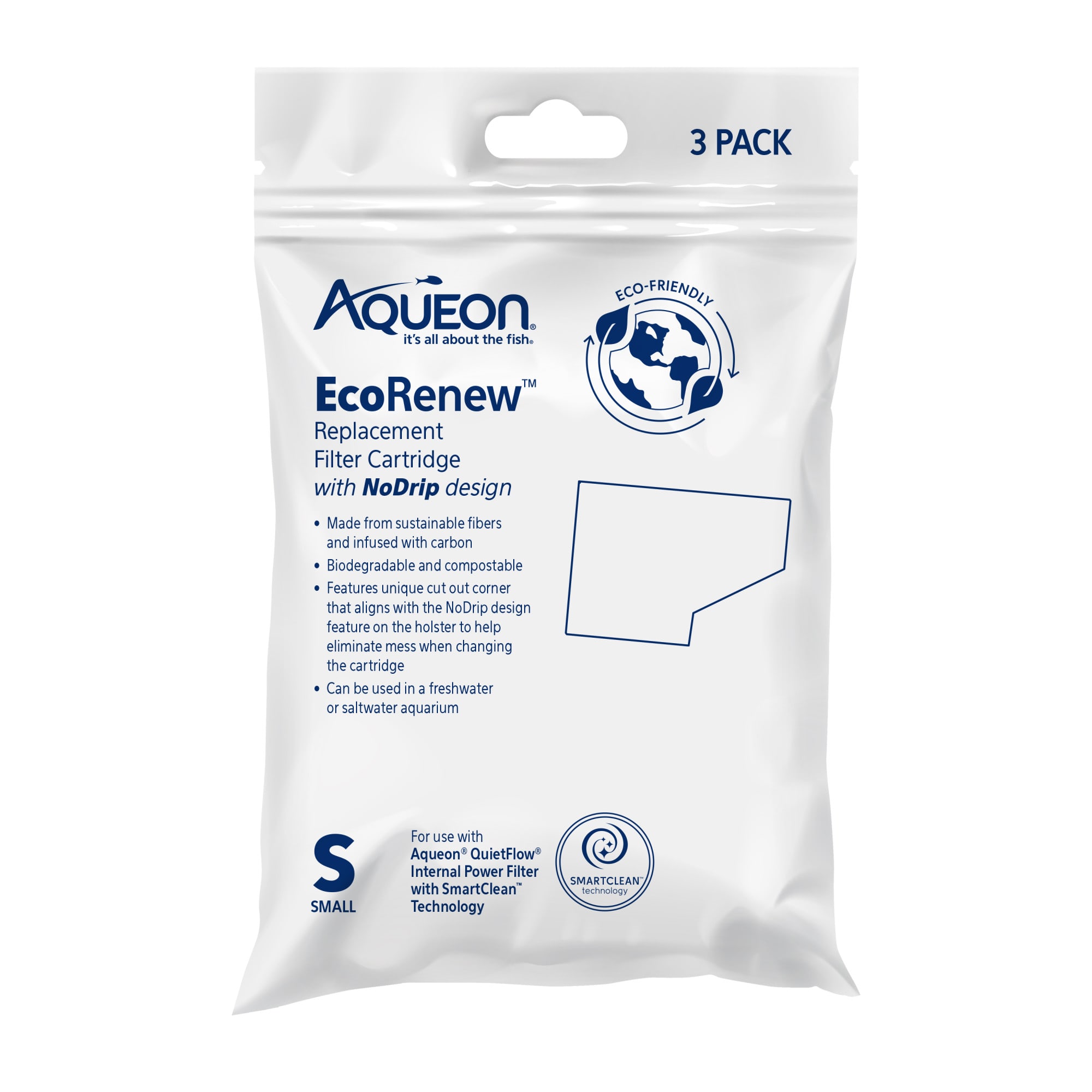 Aqueon EcoRenew Small Biodegradable Filter Cartridges 3ct