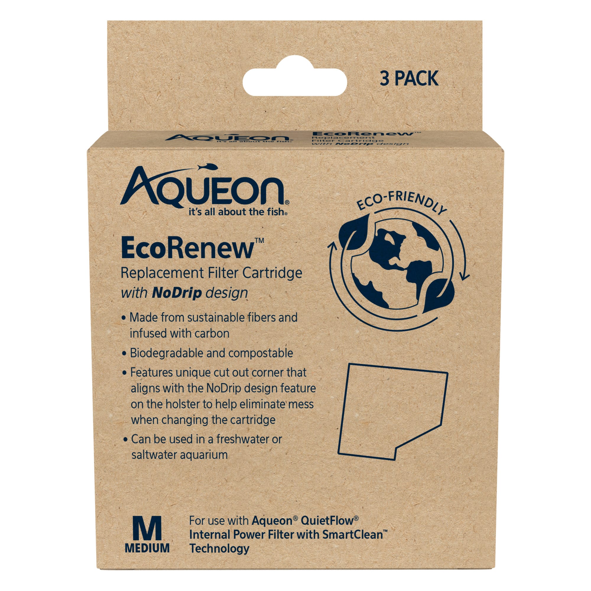 Aqueon EcoRenew Medium Filter Cartridges 3Pack & NoDrip