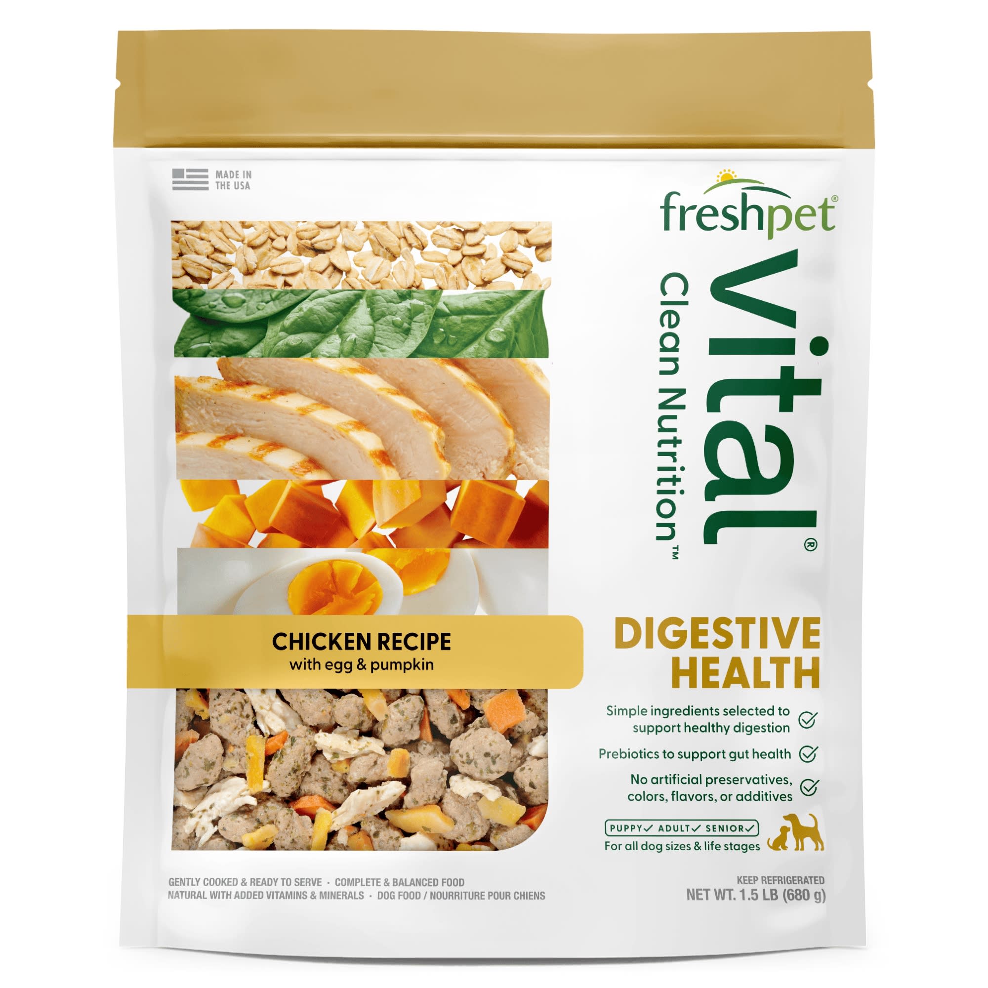 Freshpet Vital Digestive Health Chicken Recipe Fresh Dog Food,