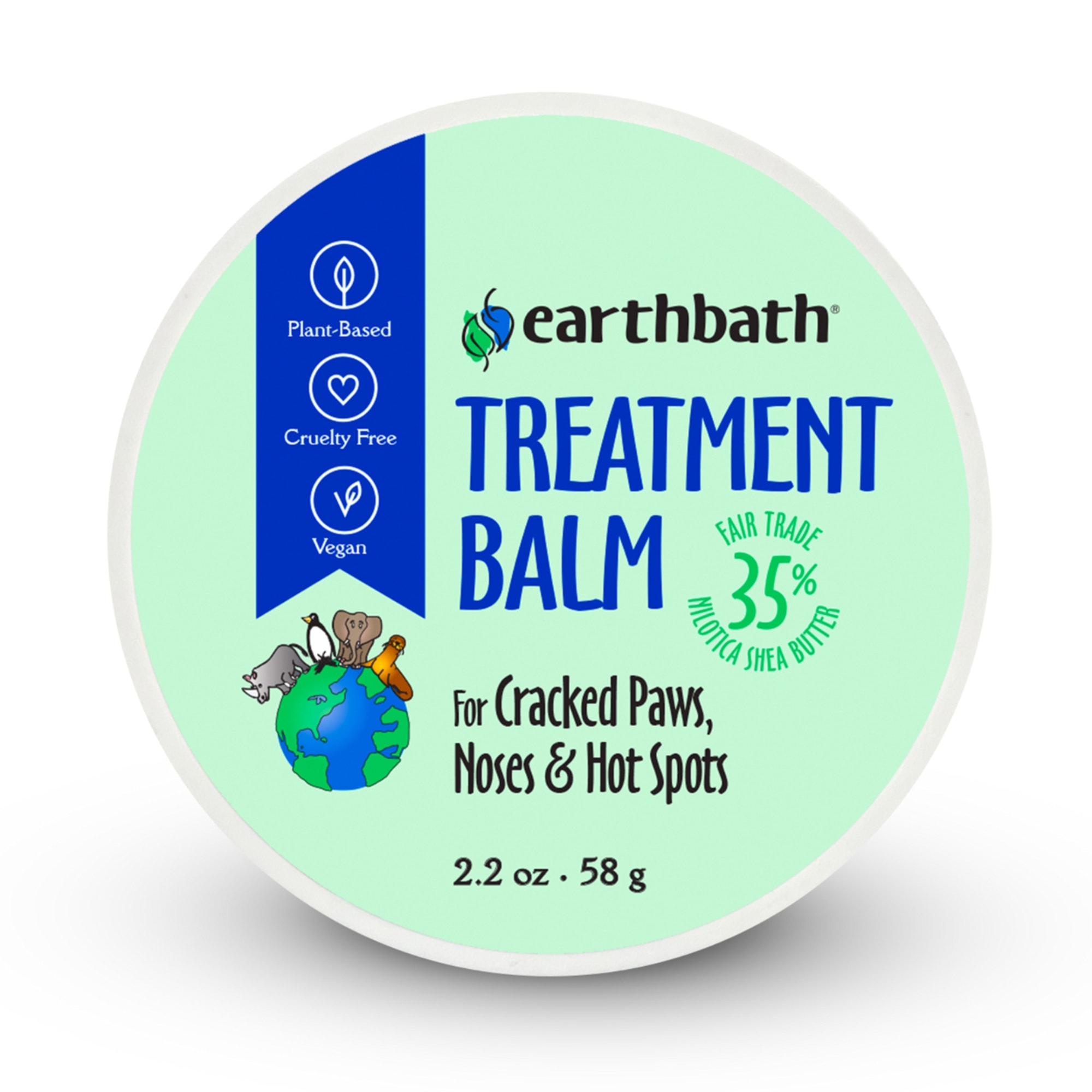 Earthbath Treatment Balm with Fair Trade Shea Butter for Cracked Paws Noses Hot Spots for Dogs 2.2 oz