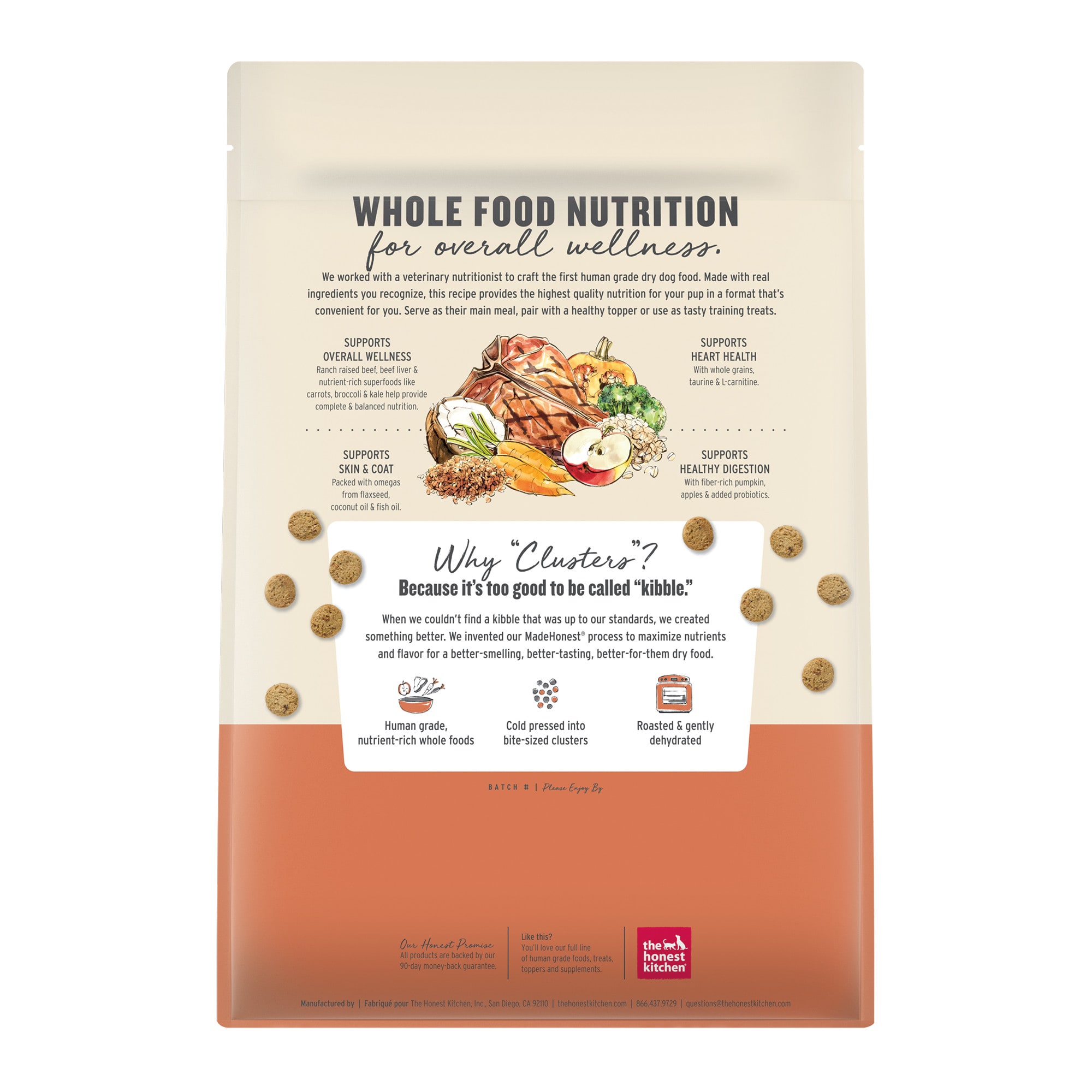 The Honest Kitchen Gourmet Whole Food Clusters Whole Grain Beef &  Superfoods Recipe Dog Food, 20 lbs