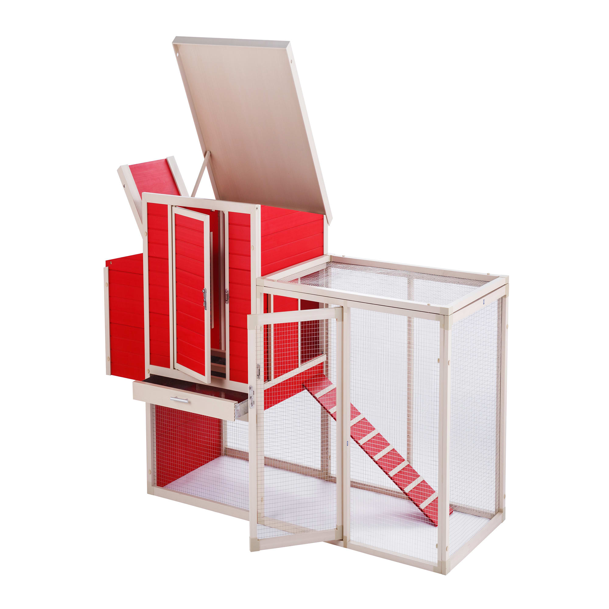 New Age Pet White Pen Sonoma Chicken Coop, 81.6" L X 29" W X 41.7" H