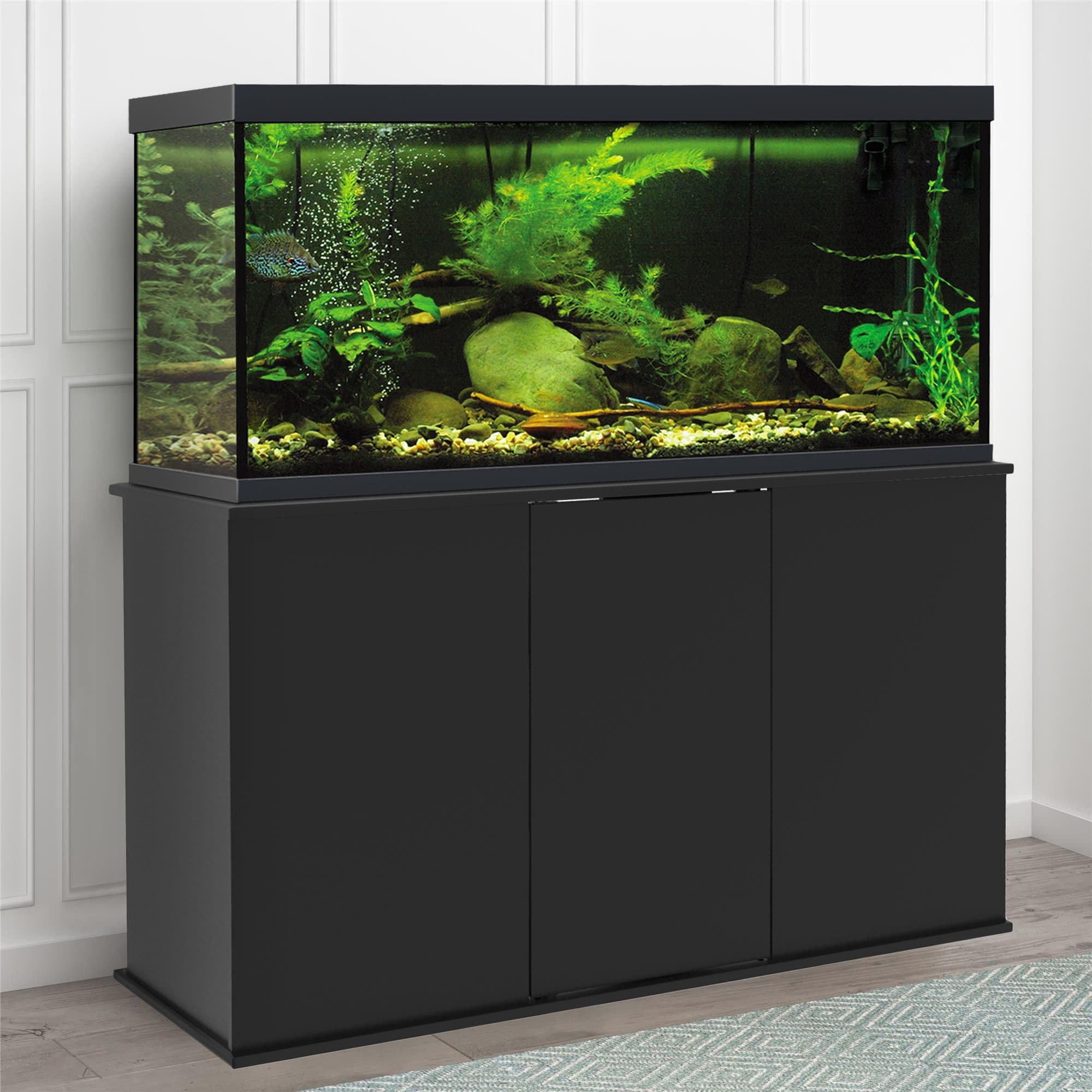 Aquatic Fundamentals Black 75 90 Gallon Wood Aquarium Stand Petco