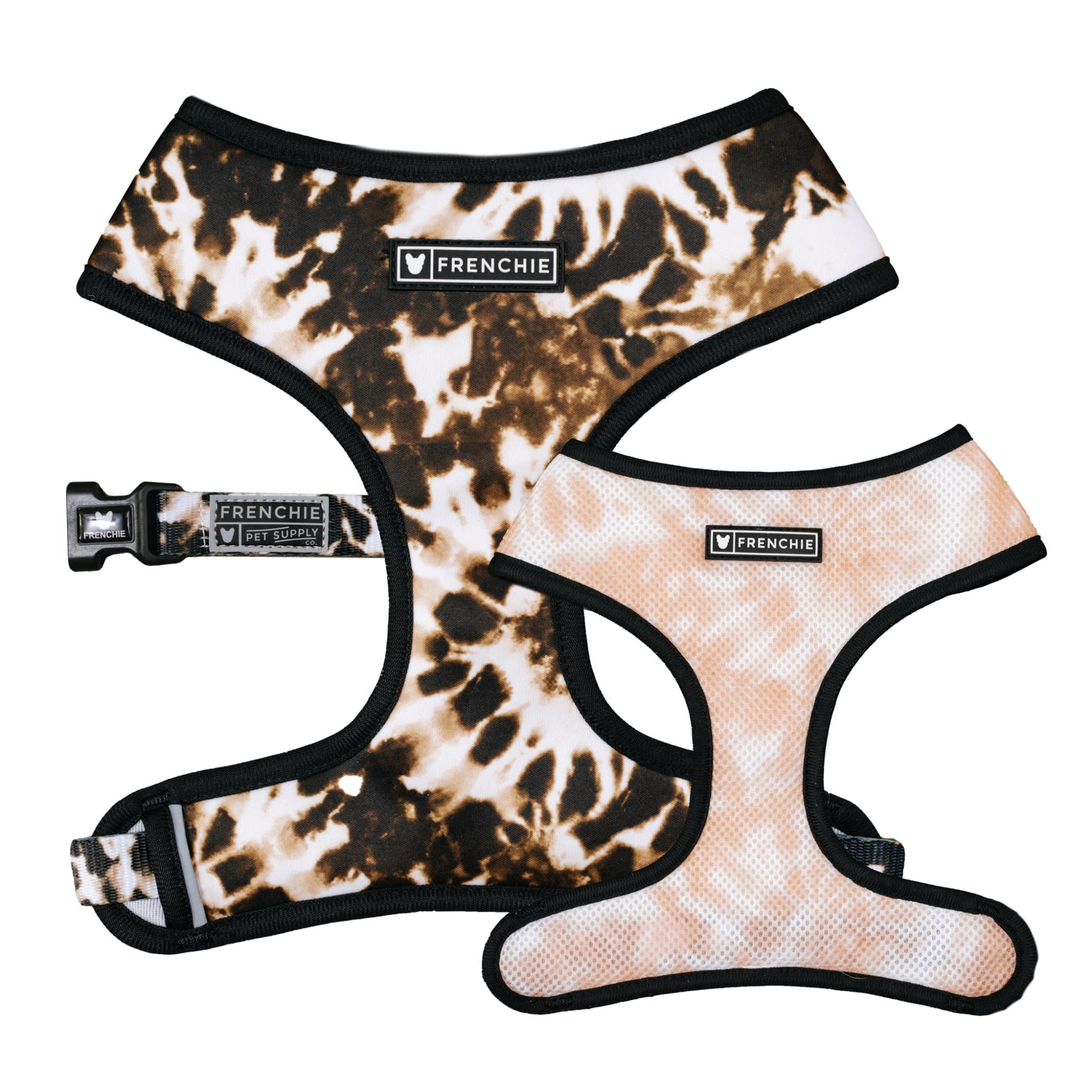 Frenchie Duo Reversible Harness - Flames (Pink), S | Frenchie Bulldog | French Bulldog Accessories & Apparel