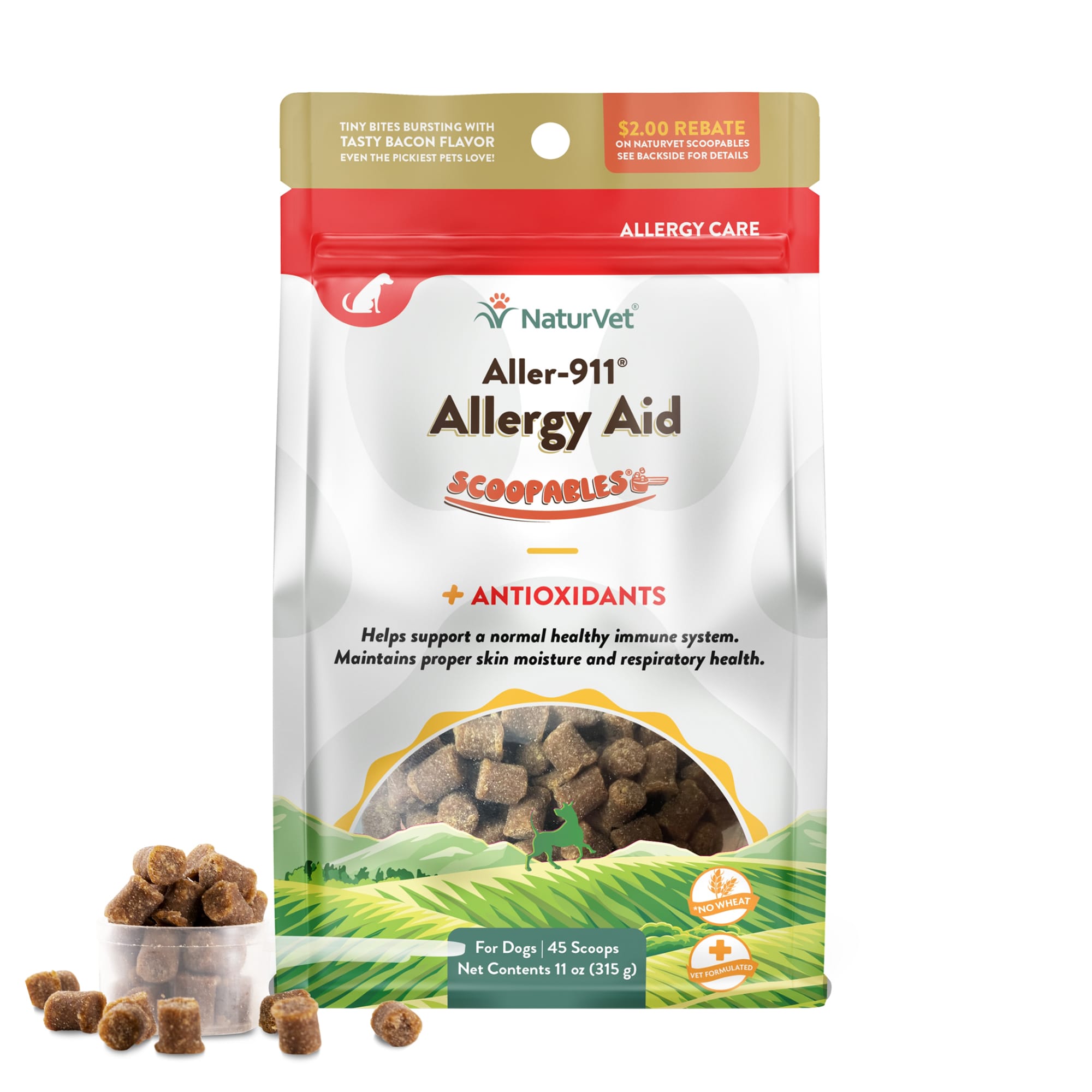 NaturVet Aller911 Allergy Aid Dog Chews with Omega3 & Antioxidants